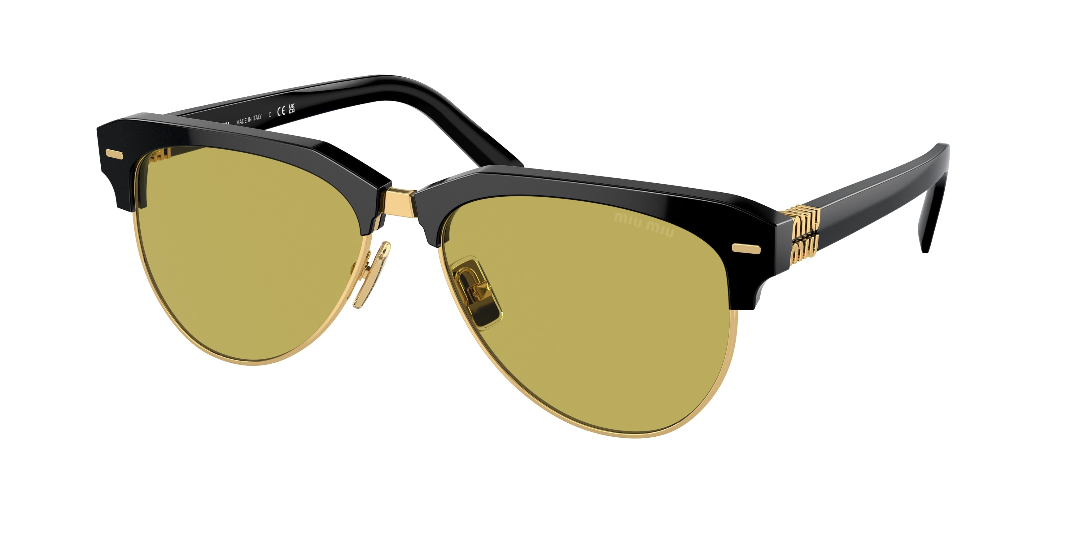 Miu Miu MU09ZS Pilot Sunglasses  1AB07O-Black 57-140-16 - Color Map Black