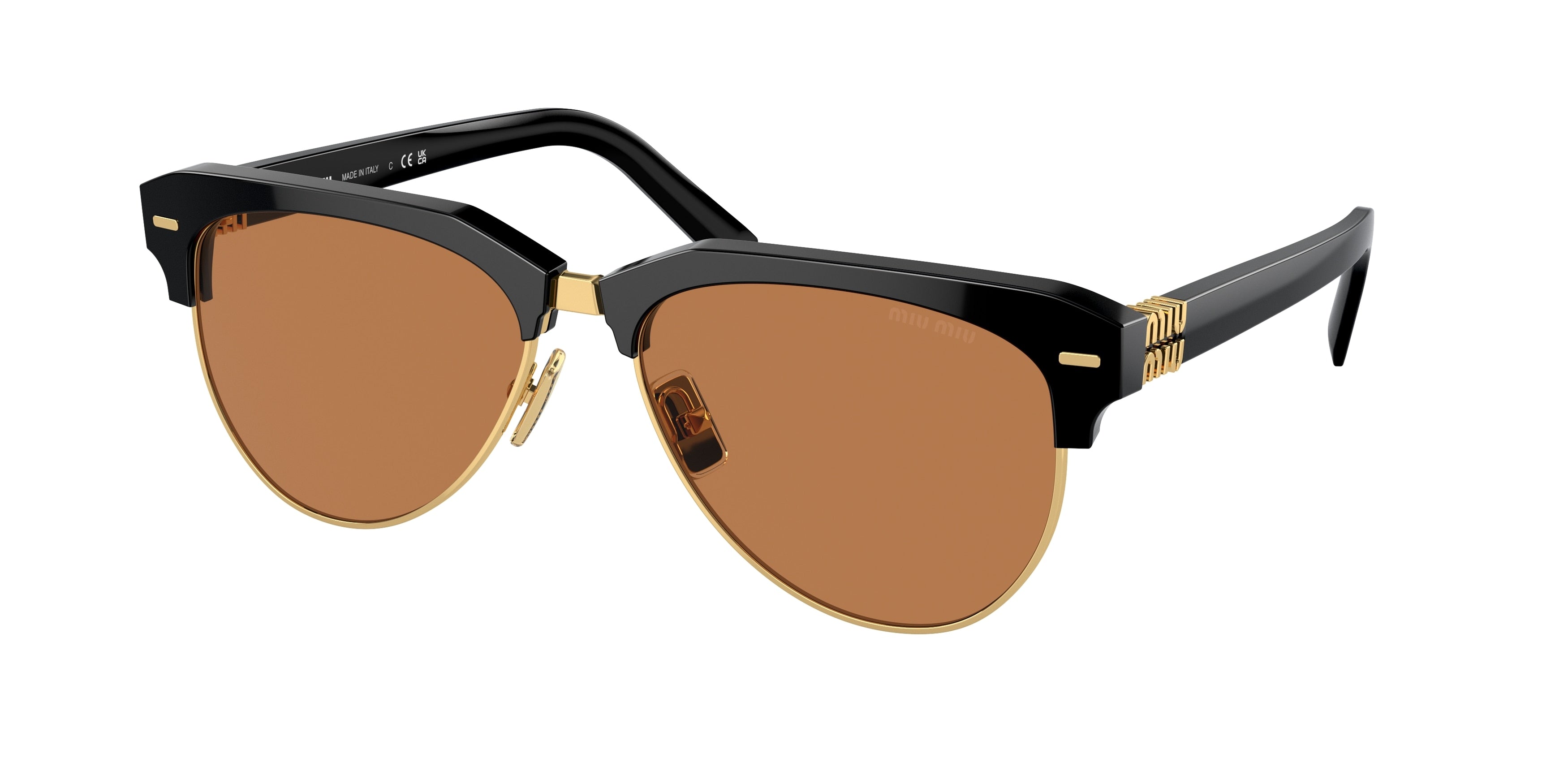 Miu Miu MU09ZS Pilot Sunglasses  1AB2Z1-Black 57-140-16 - Color Map Black