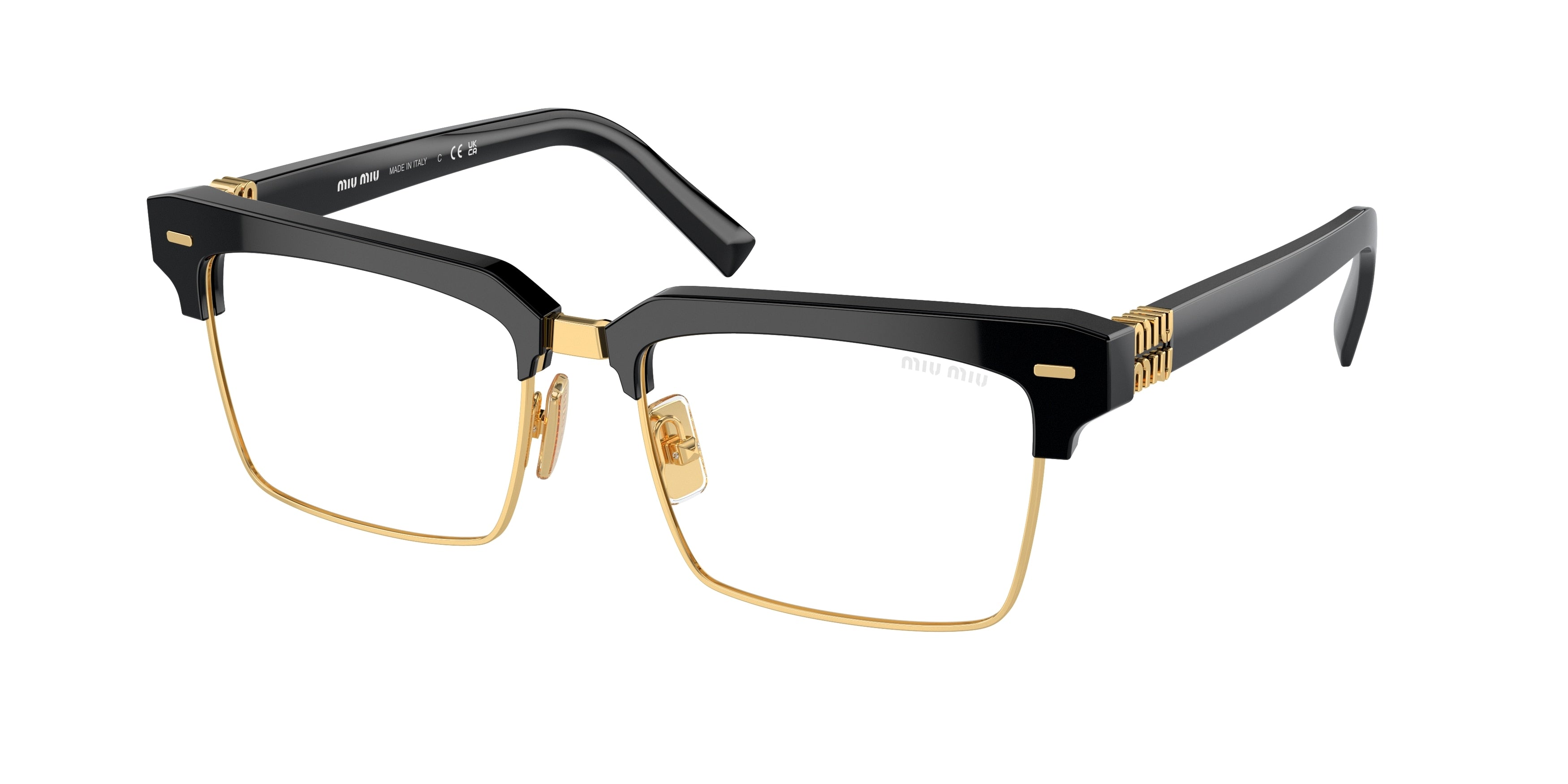 Miu Miu MU10ZS Square Sunglasses  1AB08N-Black 54-140-17 - Color Map Black