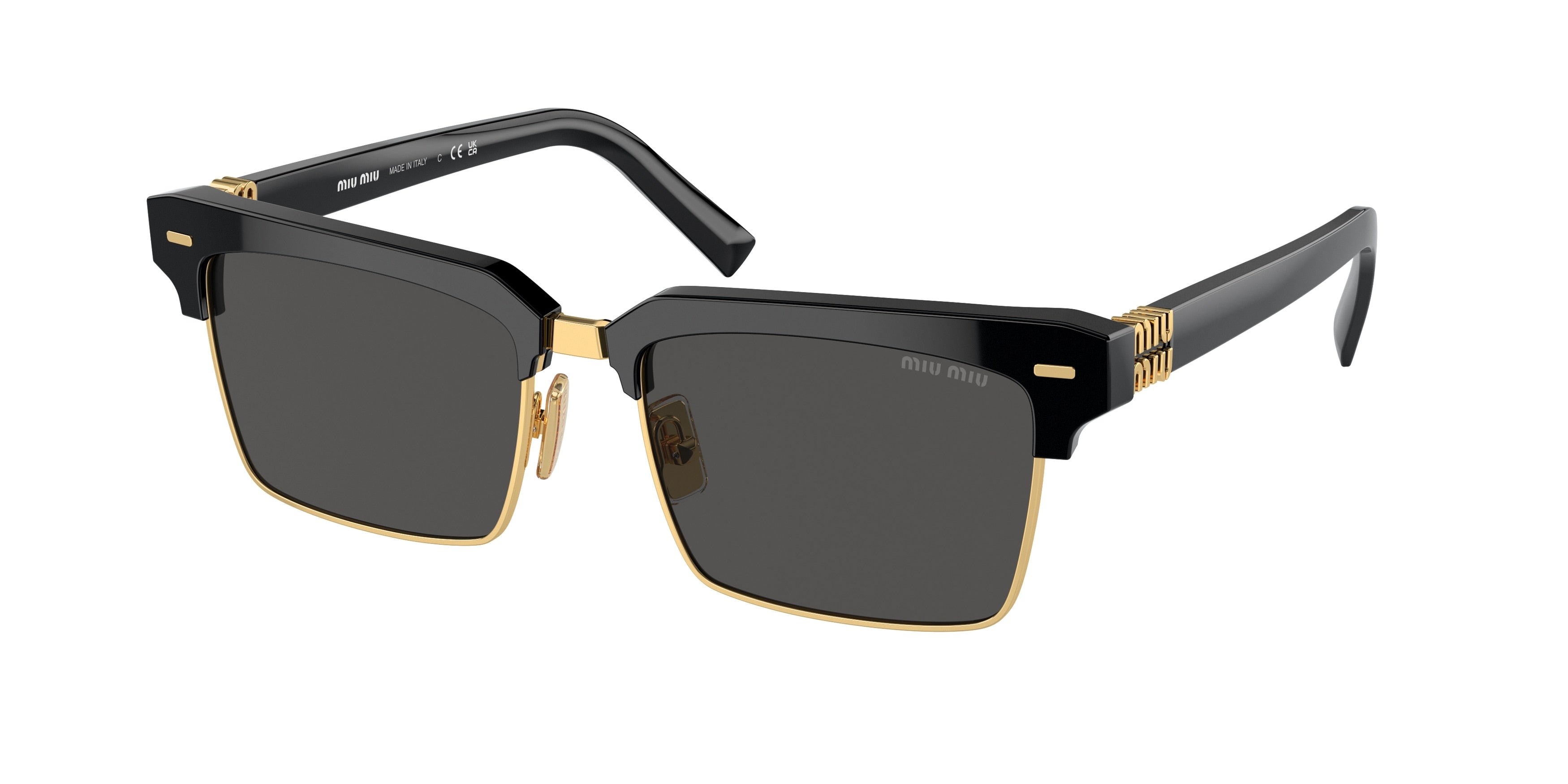 Miu Miu MU10ZS Square Sunglasses  1AB5S0-Black 54-140-17 - Color Map Black