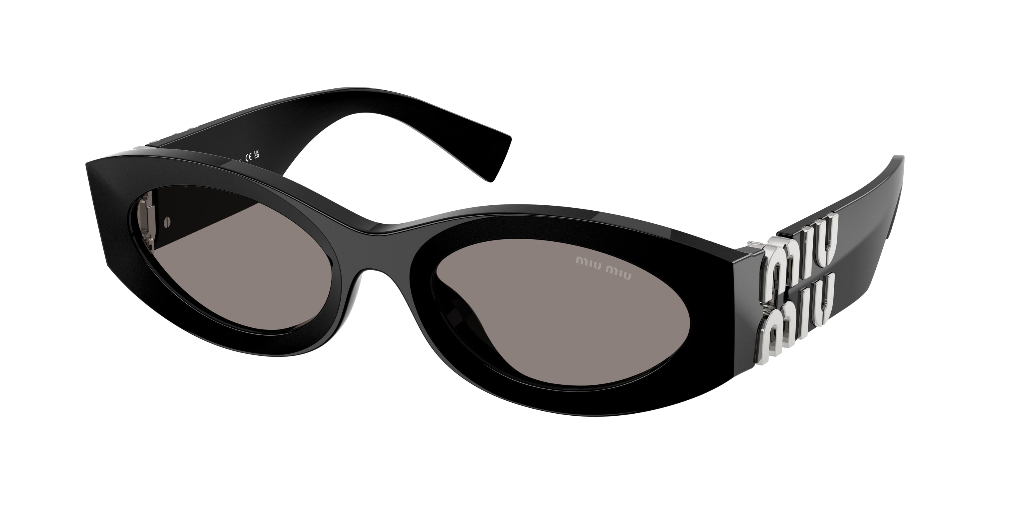 Miu Miu 0MU 11WS MU11WS Oval Sunglasses  16K80Q-Black 54-135-21 - Color Map Black