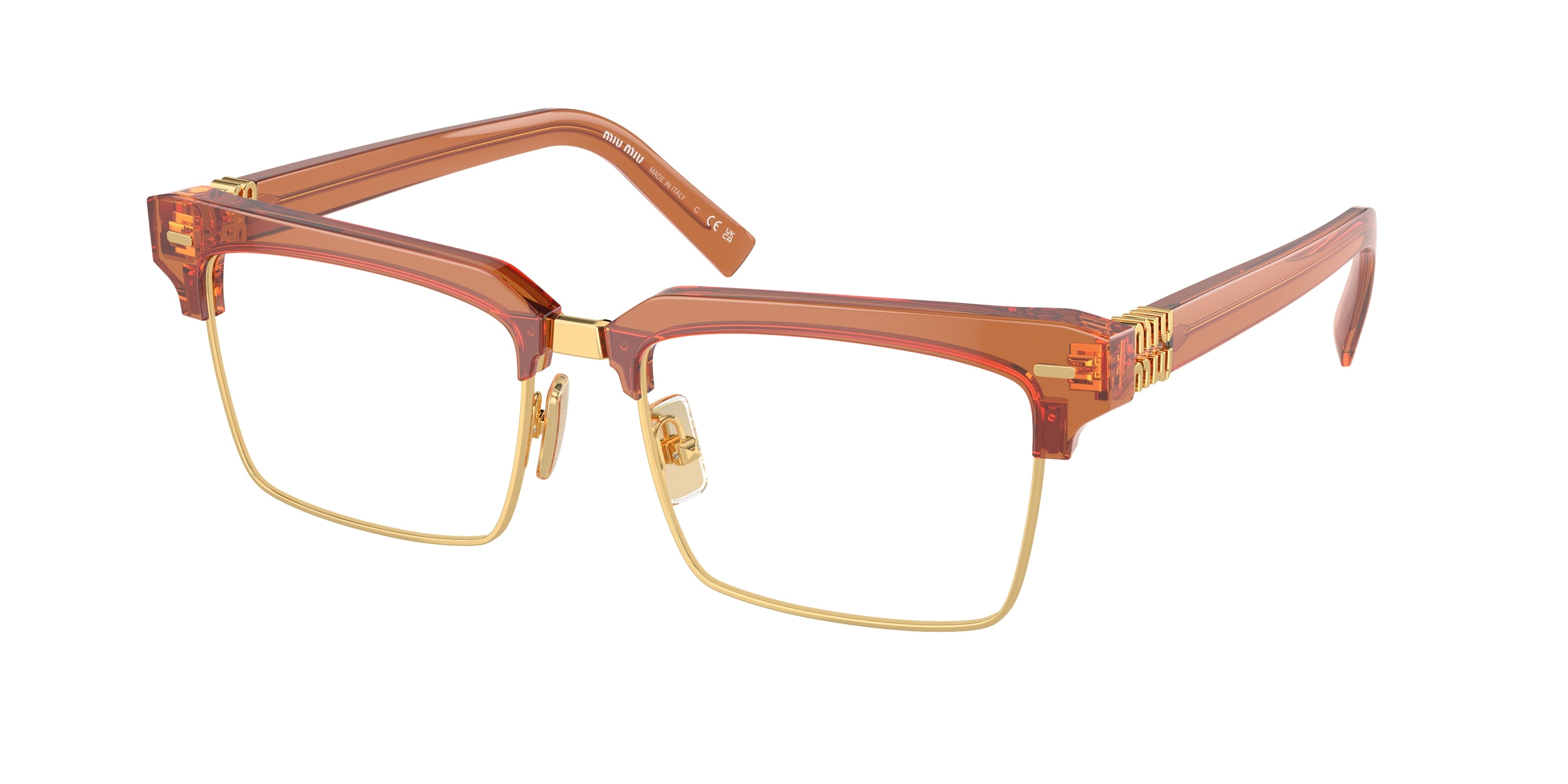 Miu Miu MU11XV Rectangle Eyeglasses  15T1O1-Caramel Trasparent 54-140-17 - Color Map Brown