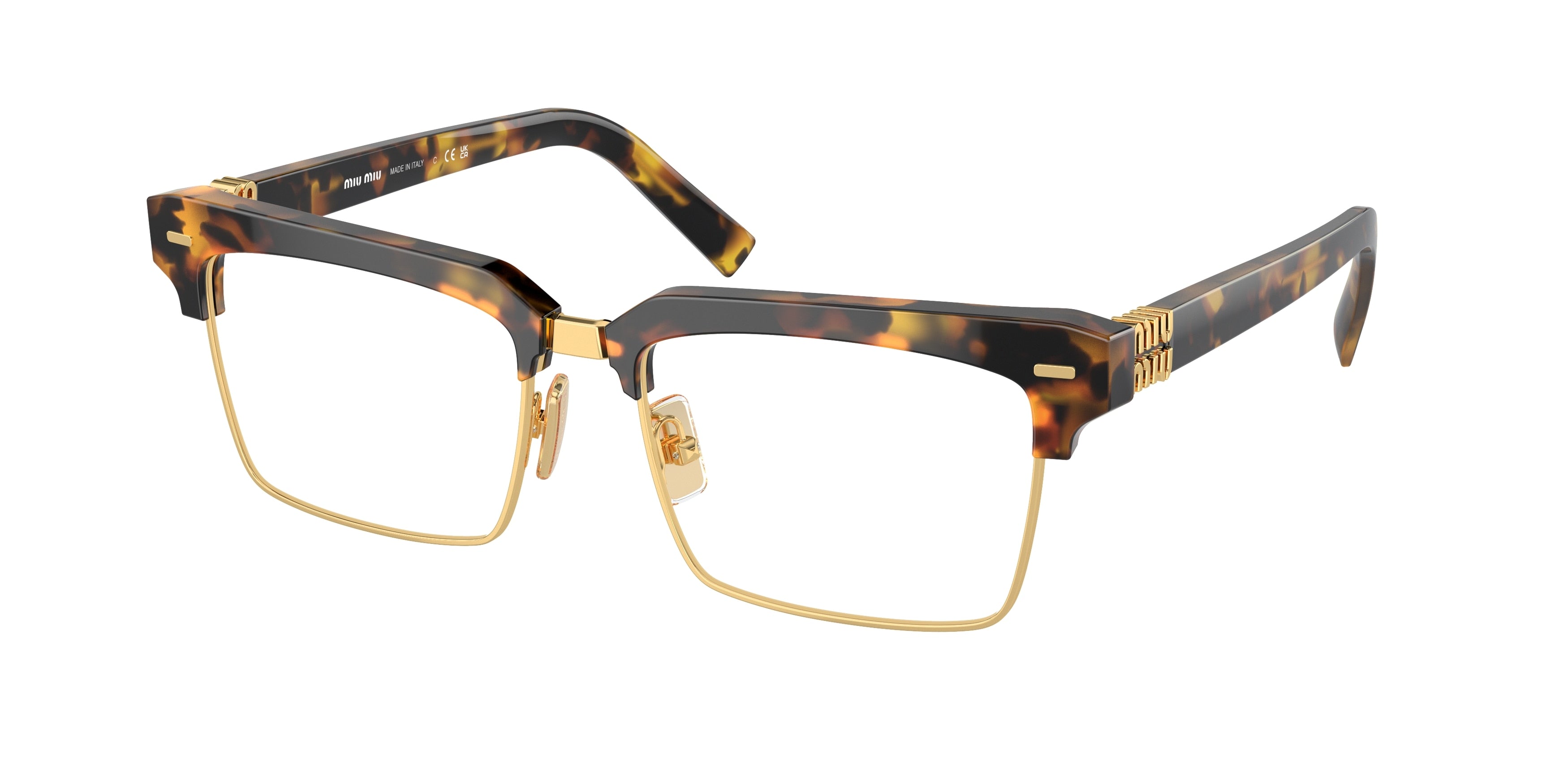 Miu Miu MU11XV Rectangle Eyeglasses  VAU1O1-Honey Havana 54-140-17 - Color Map Tortoise