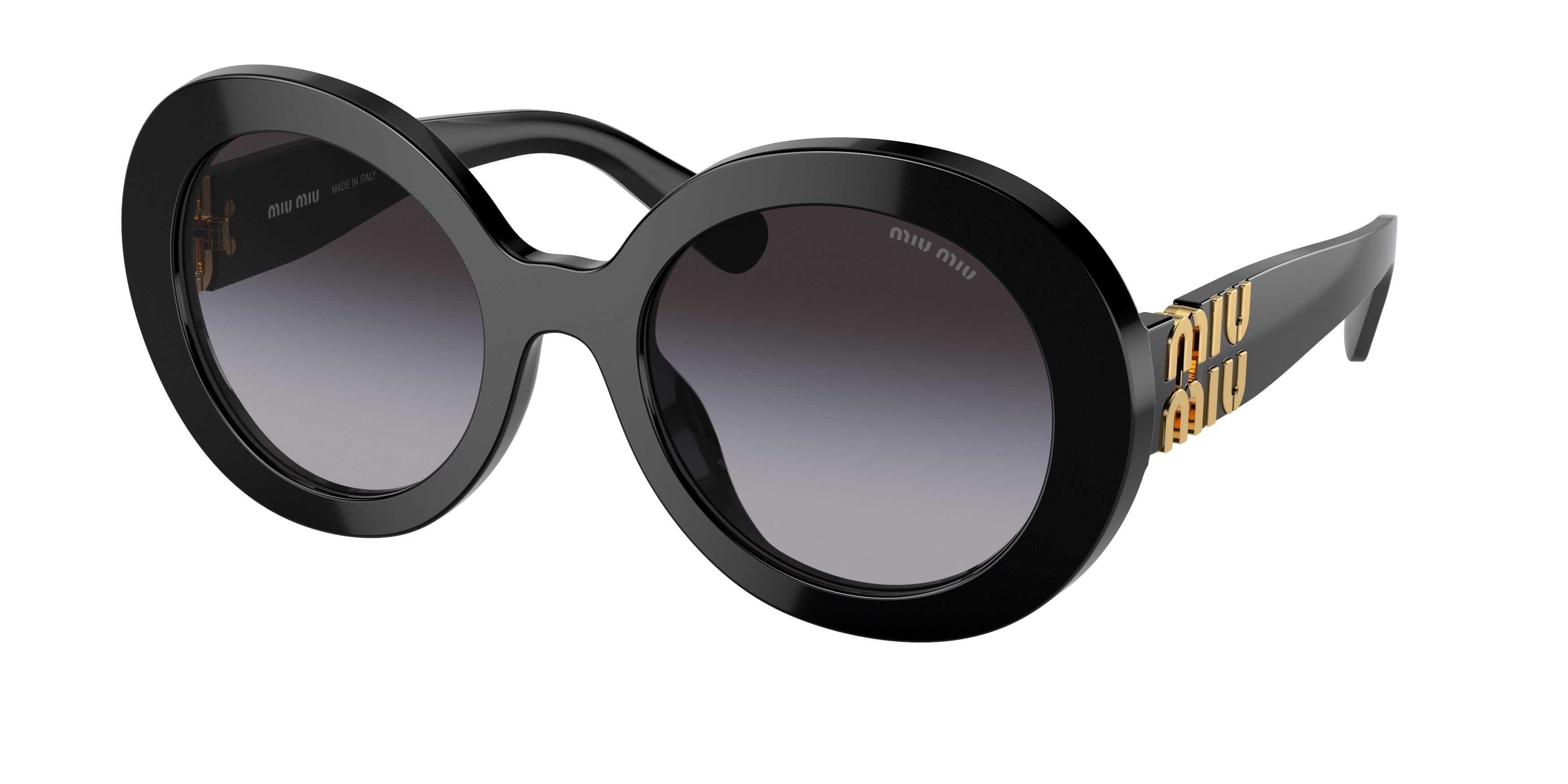 Miu Miu MU11YS Round Sunglasses  1AB5D1-Black 55-140-22 - Color Map Black