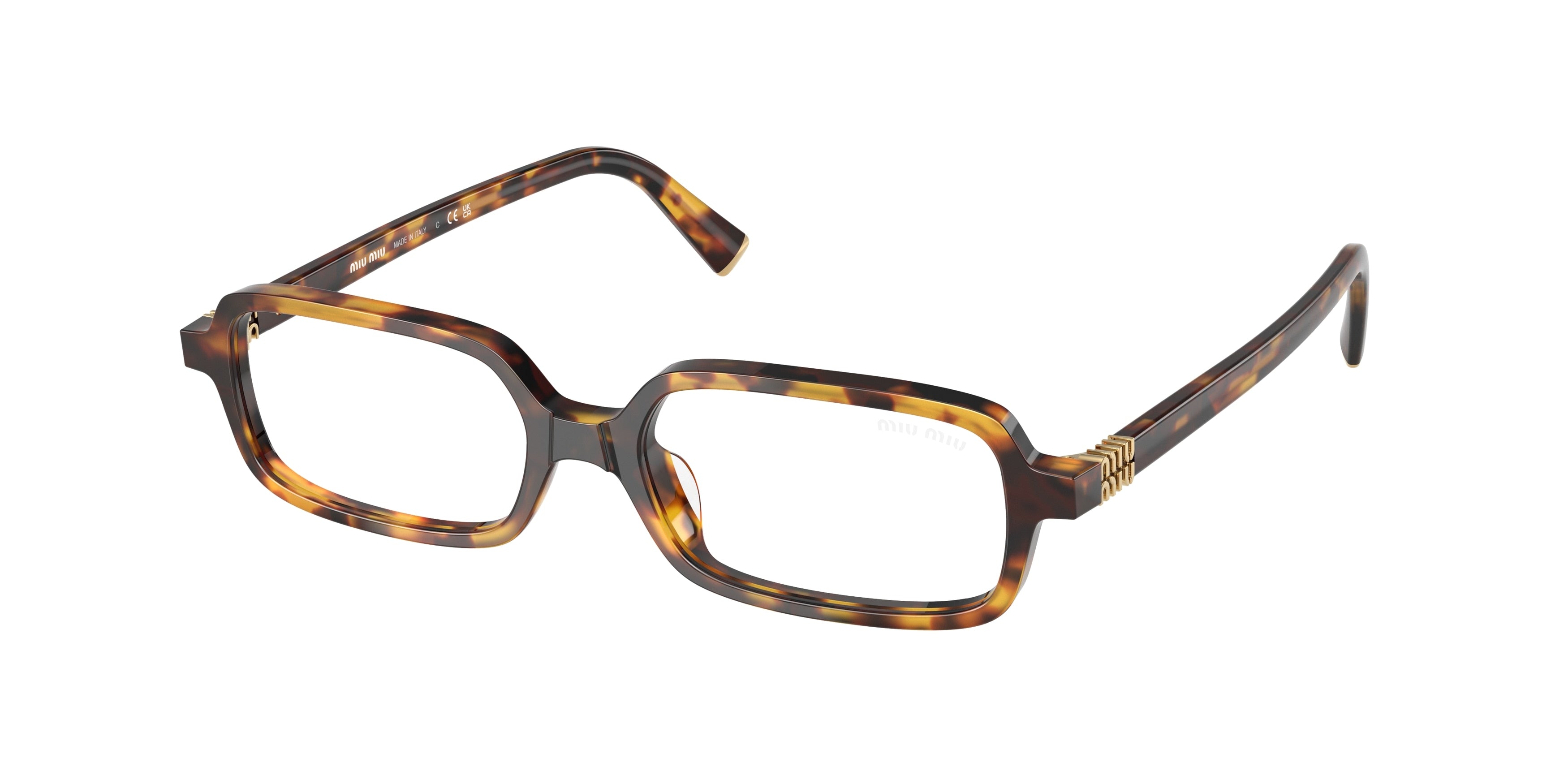 Miu Miu MU11ZSF Rectangle Sunglasses  14L08N-Havana Honey 52-140-15 - Color Map Tortoise