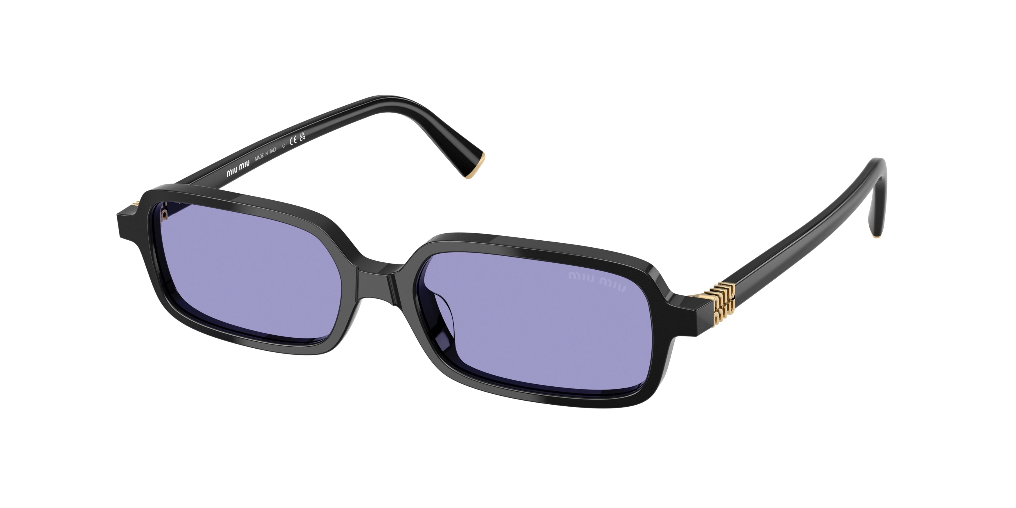 Miu Miu MU11ZSF Rectangle Sunglasses  16K01O-Black 52-140-15 - Color Map Black