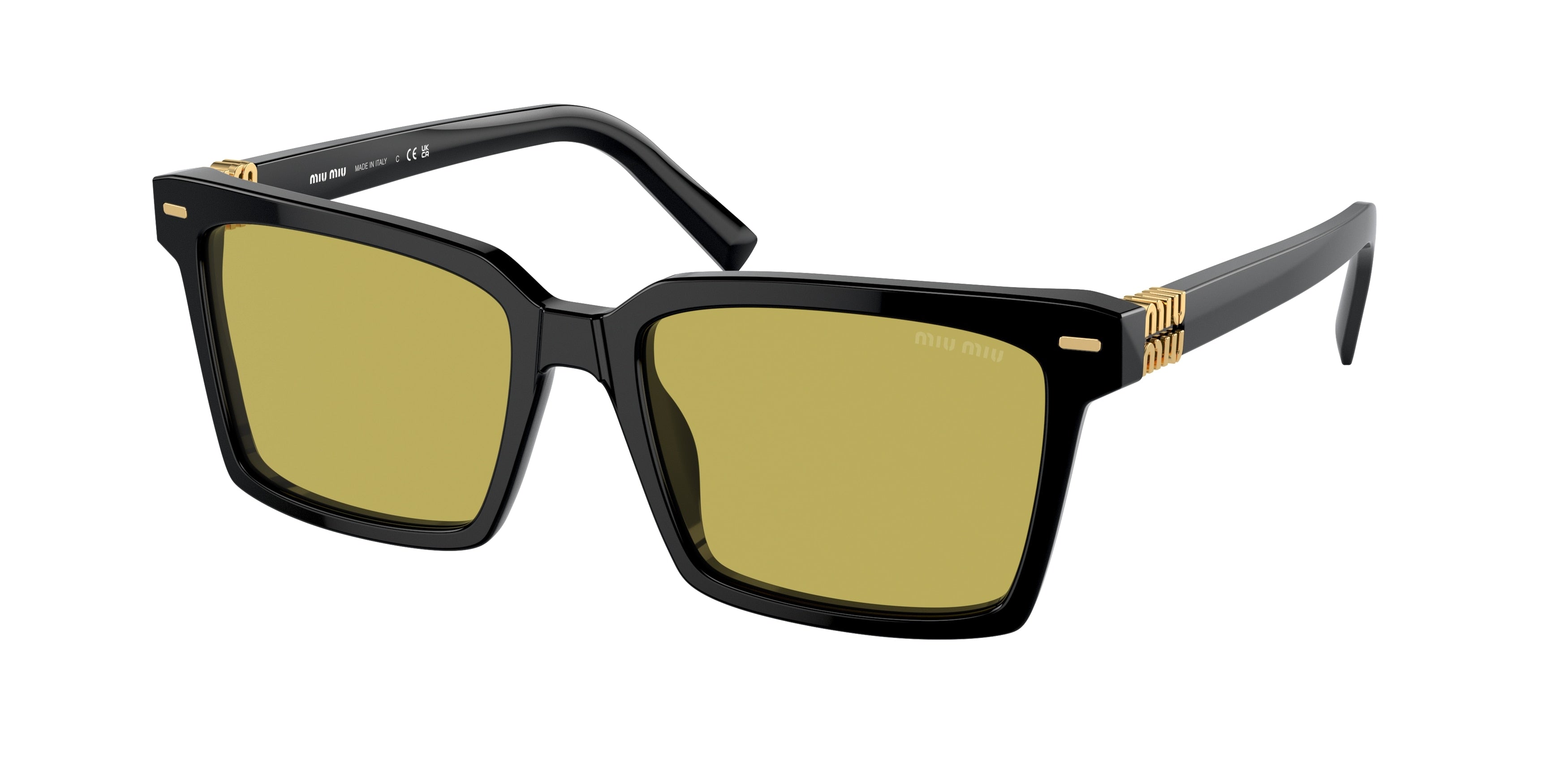 Miu Miu MU13ZSF Rectangle Sunglasses  16K07O-Black 55-140-18 - Color Map Black
