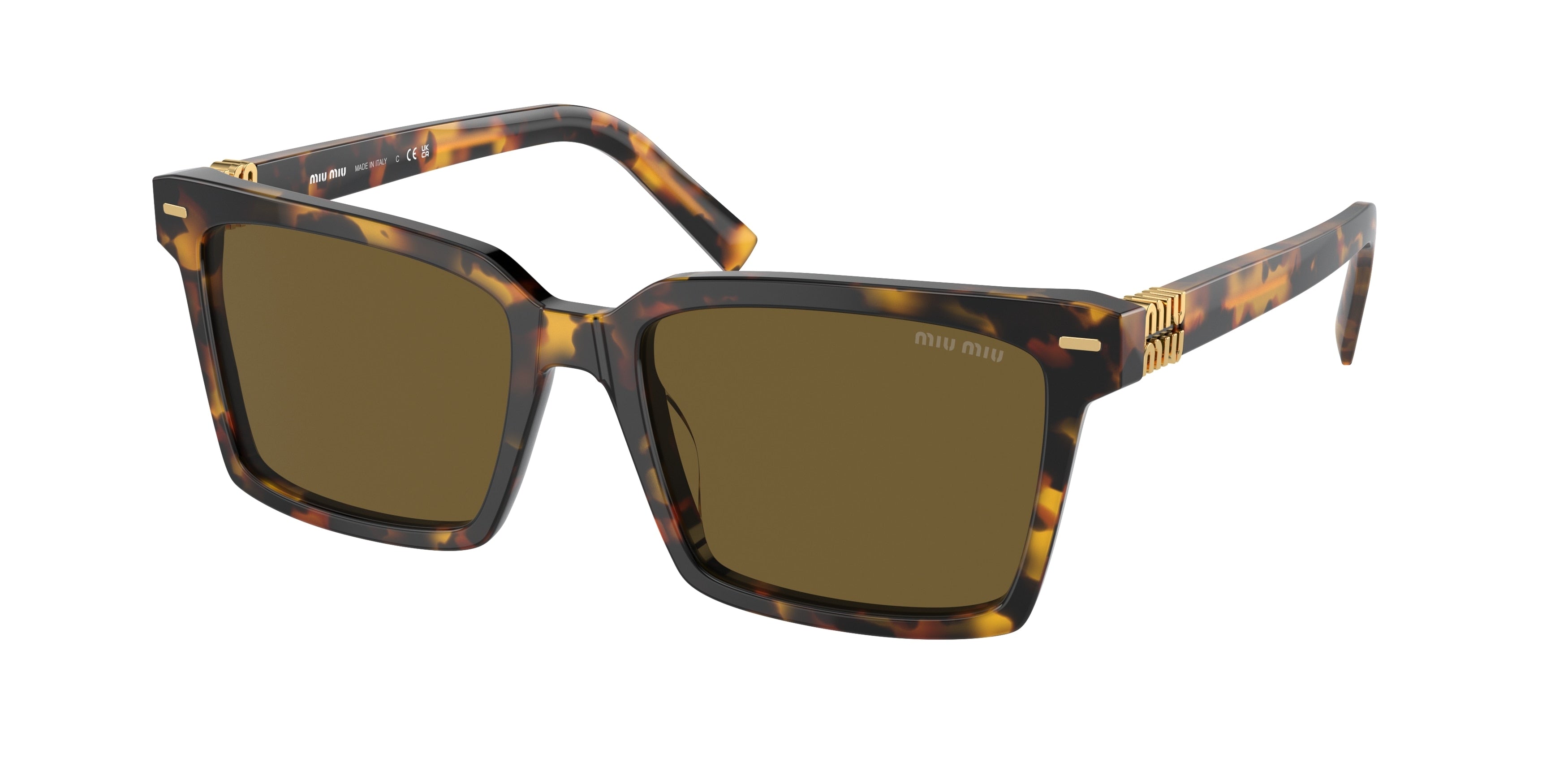 Miu Miu MU13ZSF Rectangle Sunglasses  VAU01T-Honey Havana 55-140-18 - Color Map Tortoise