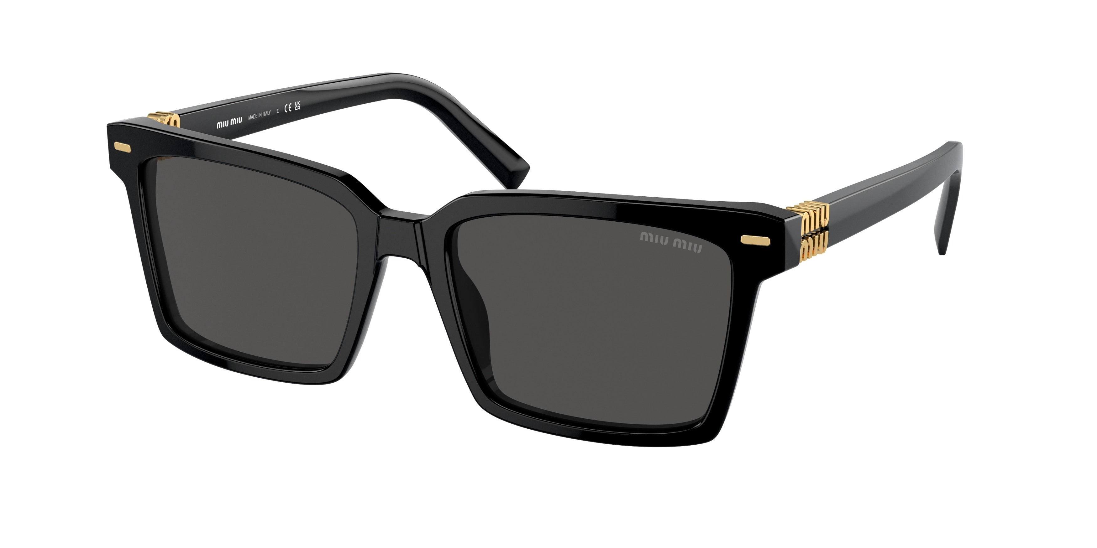 Miu Miu MU13ZS Rectangle Sunglasses  16K5S0-Black 55-140-18 - Color Map Black