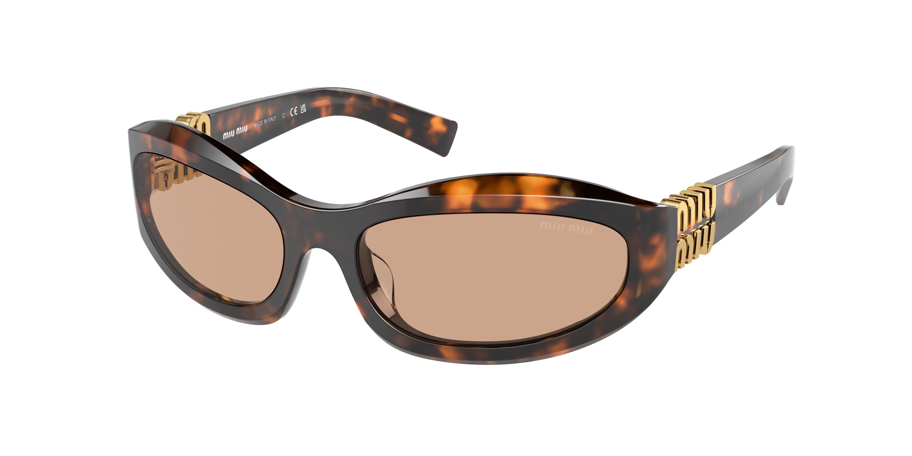 Miu Miu MU14ZSF Irregular Sunglasses  14L90H-Honey Havana 61-130-18 - Color Map Tortoise