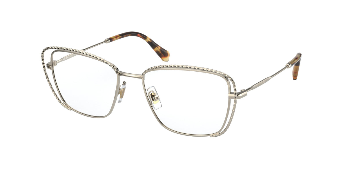Miu Miu CORE COLLECTION MU50TV Irregular Eyeglasses  ZVN1O1-Pale Gold 52-140-17 - Color Map Gold