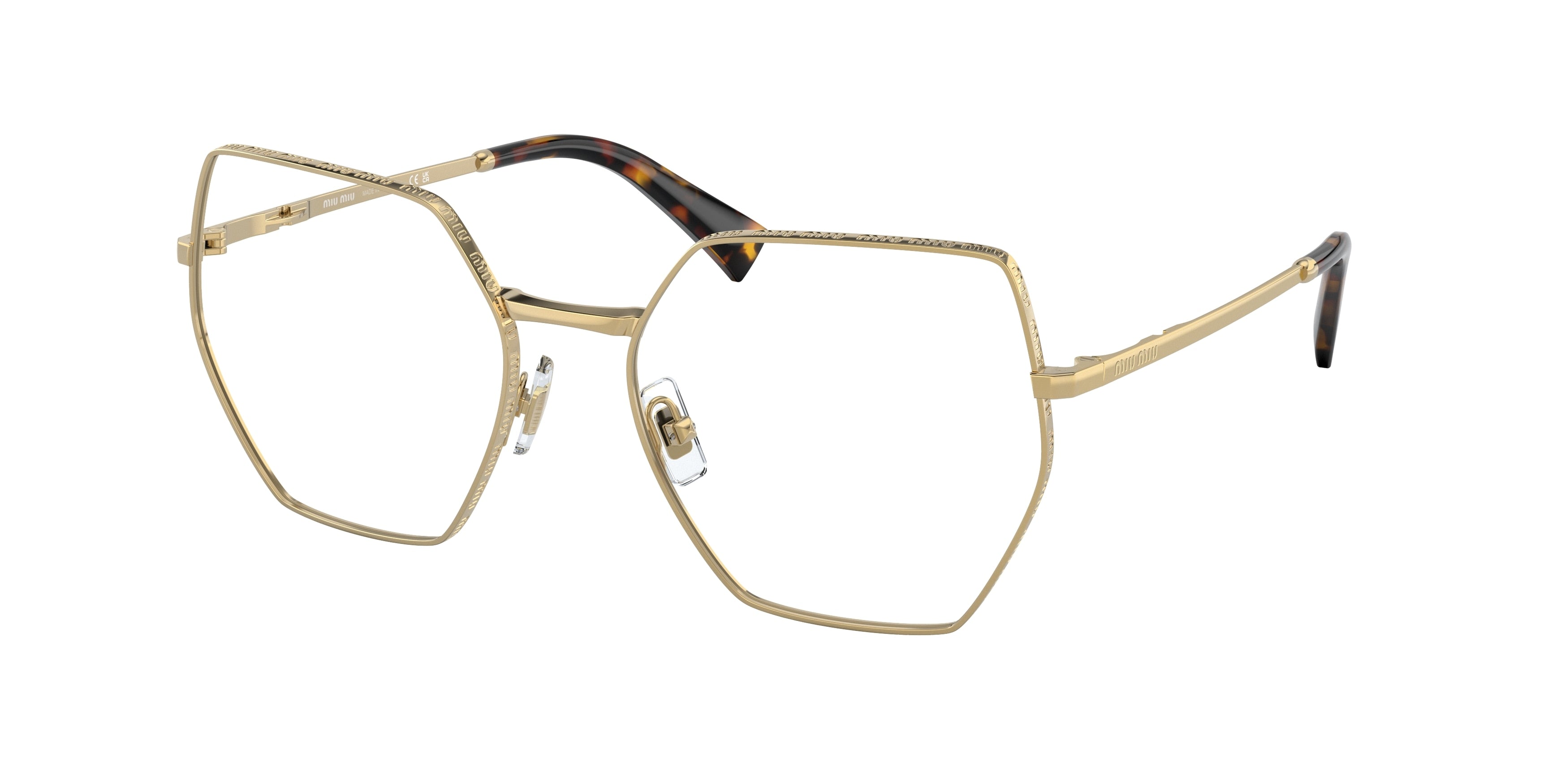 Miu Miu MU50VV Irregular Eyeglasses  5AK1O1-Gold 55-140-18 - Color Map Gold