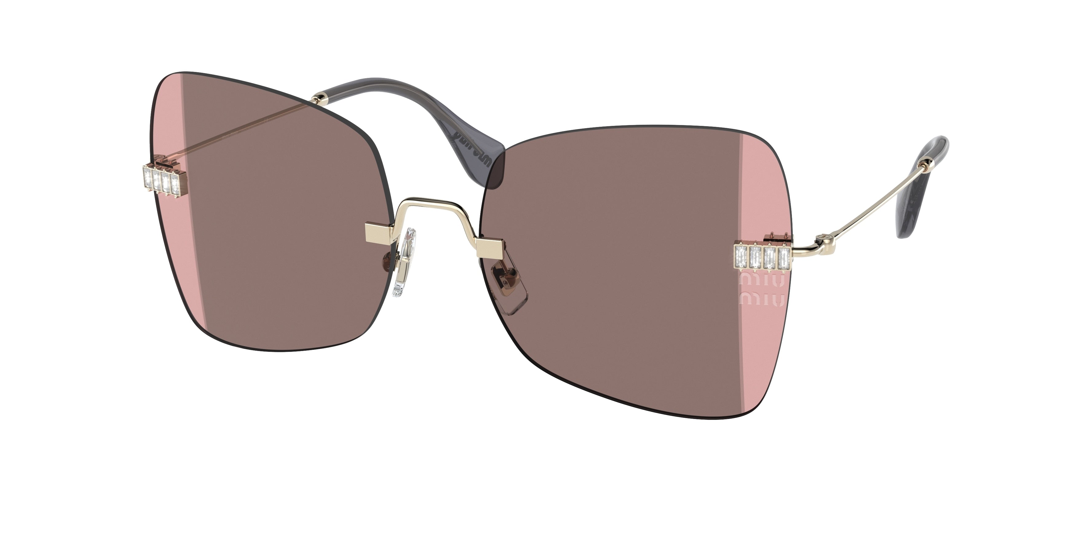 Miu Miu MU50WS Irregular Sunglasses  ZVN01Q-Pale Gold 59-140-18 - Color Map Gold