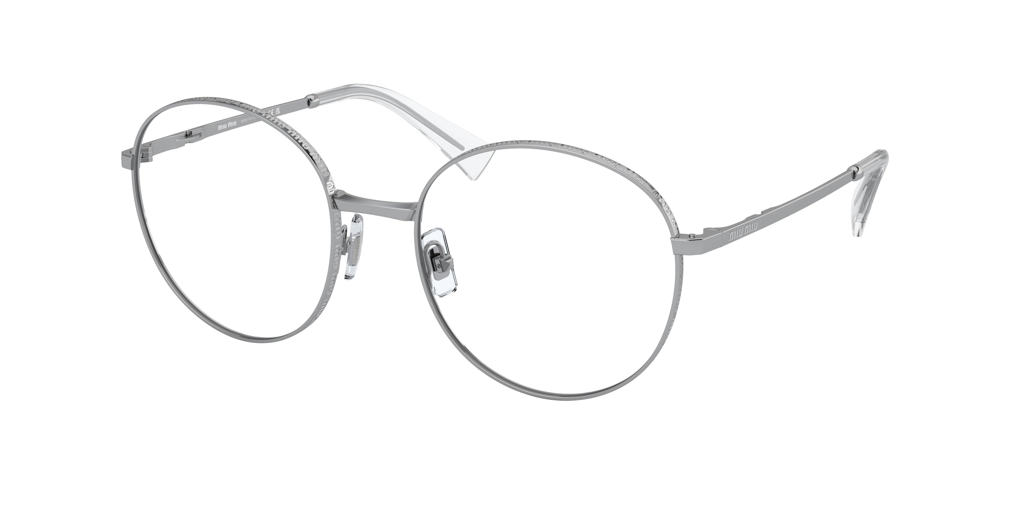 Miu Miu MU51VV Round Eyeglasses  1BC1O1-Silver 54-140-19 - Color Map Silver