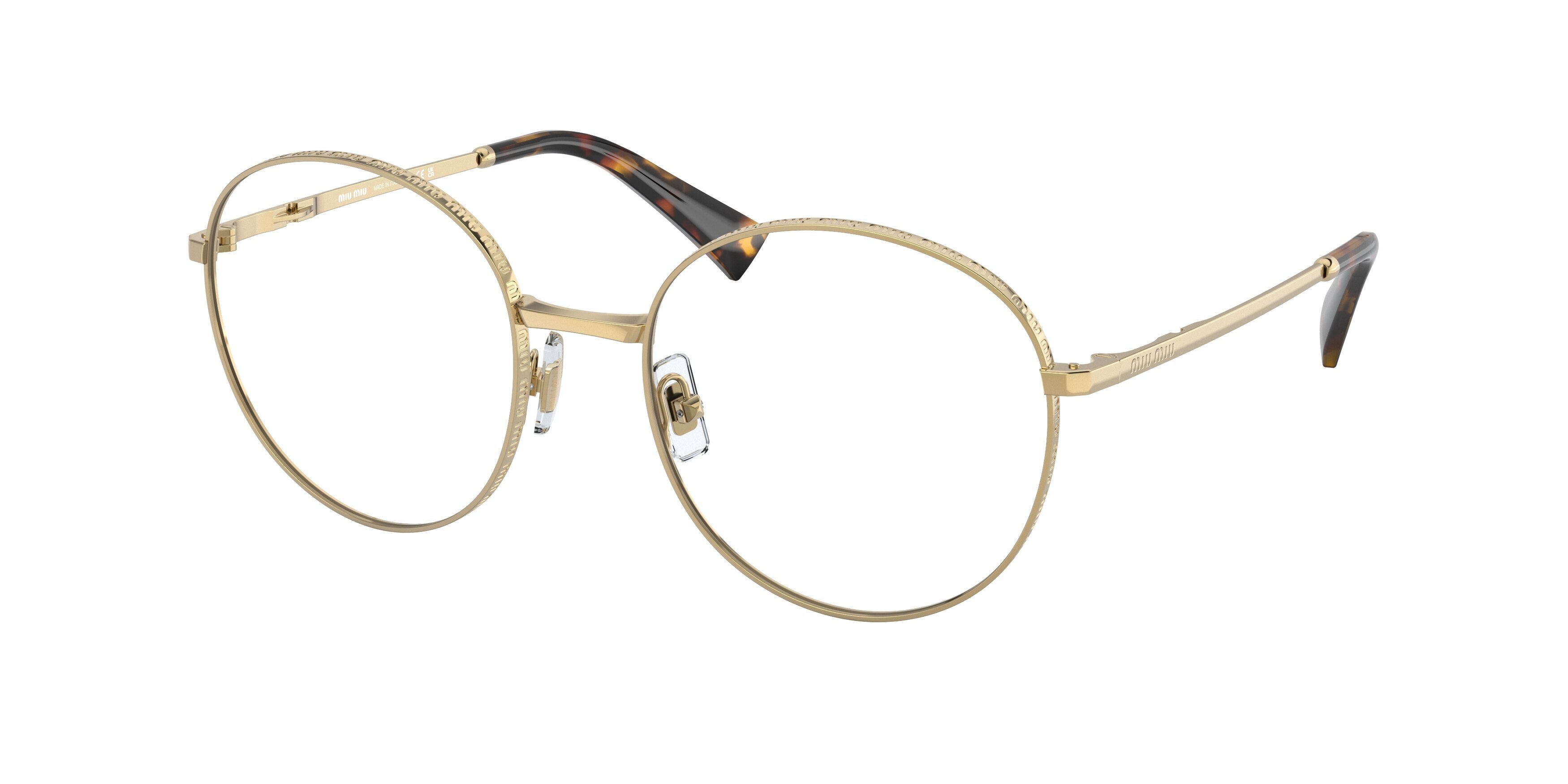 Miu Miu MU51VV Round Eyeglasses  5AK1O1-Gold 54-140-19 - Color Map Gold