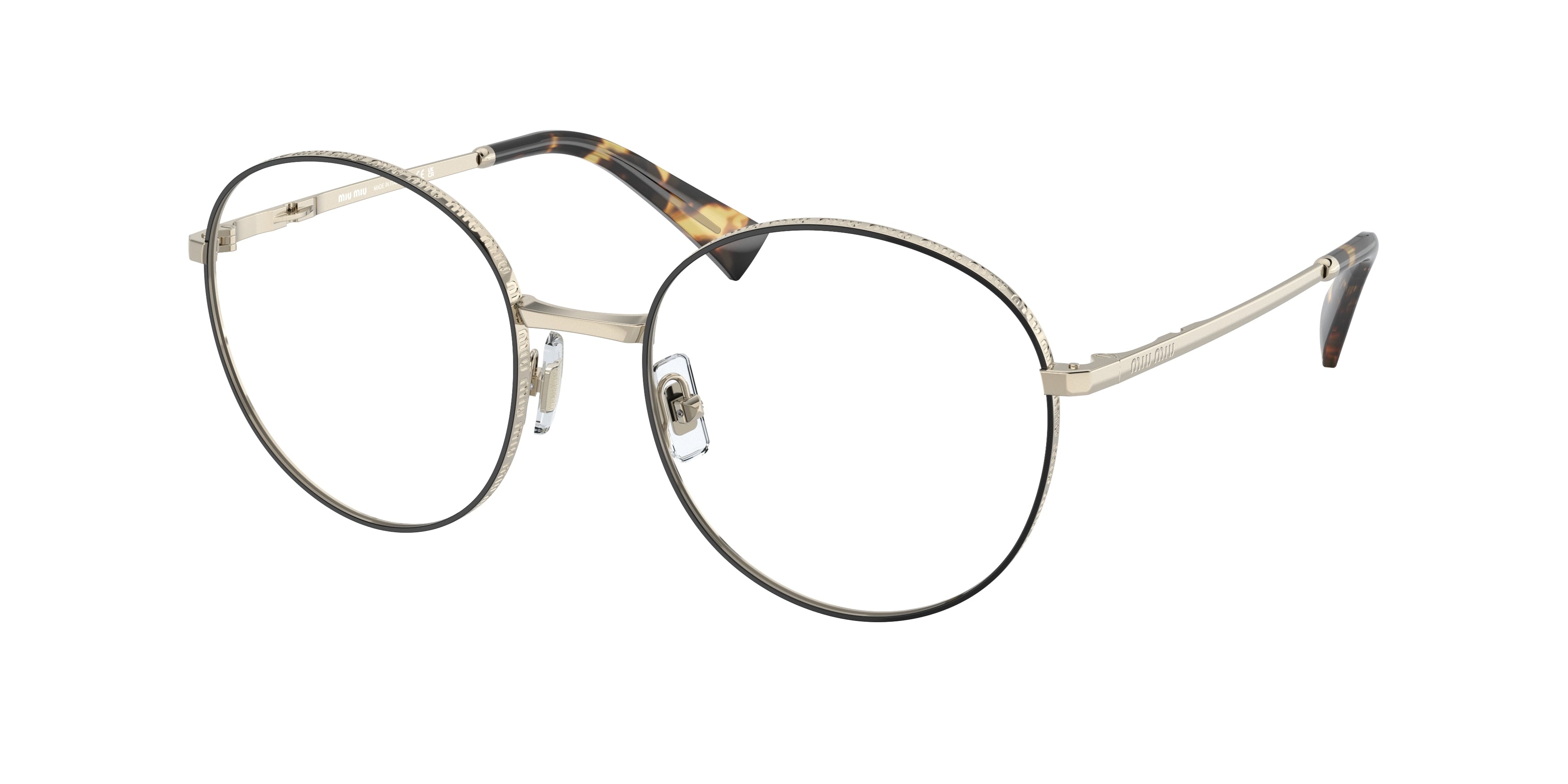 Miu Miu MU51VV Round Eyeglasses  AAV1O1-Black 54-140-19 - Color Map Black