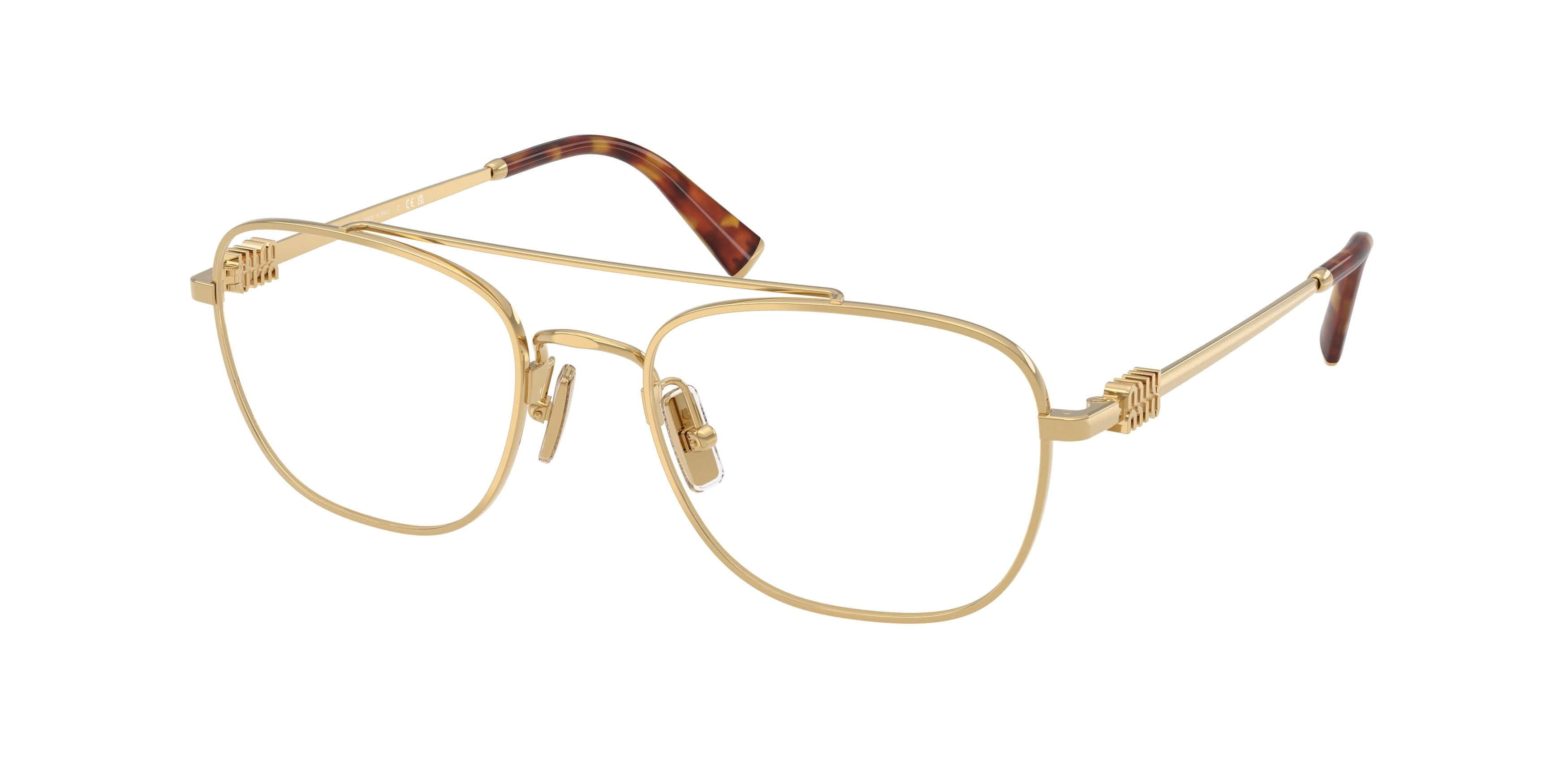 Miu Miu MU51WV Square Eyeglasses  5AK1O1-Gold 53-140-19 - Color Map Gold