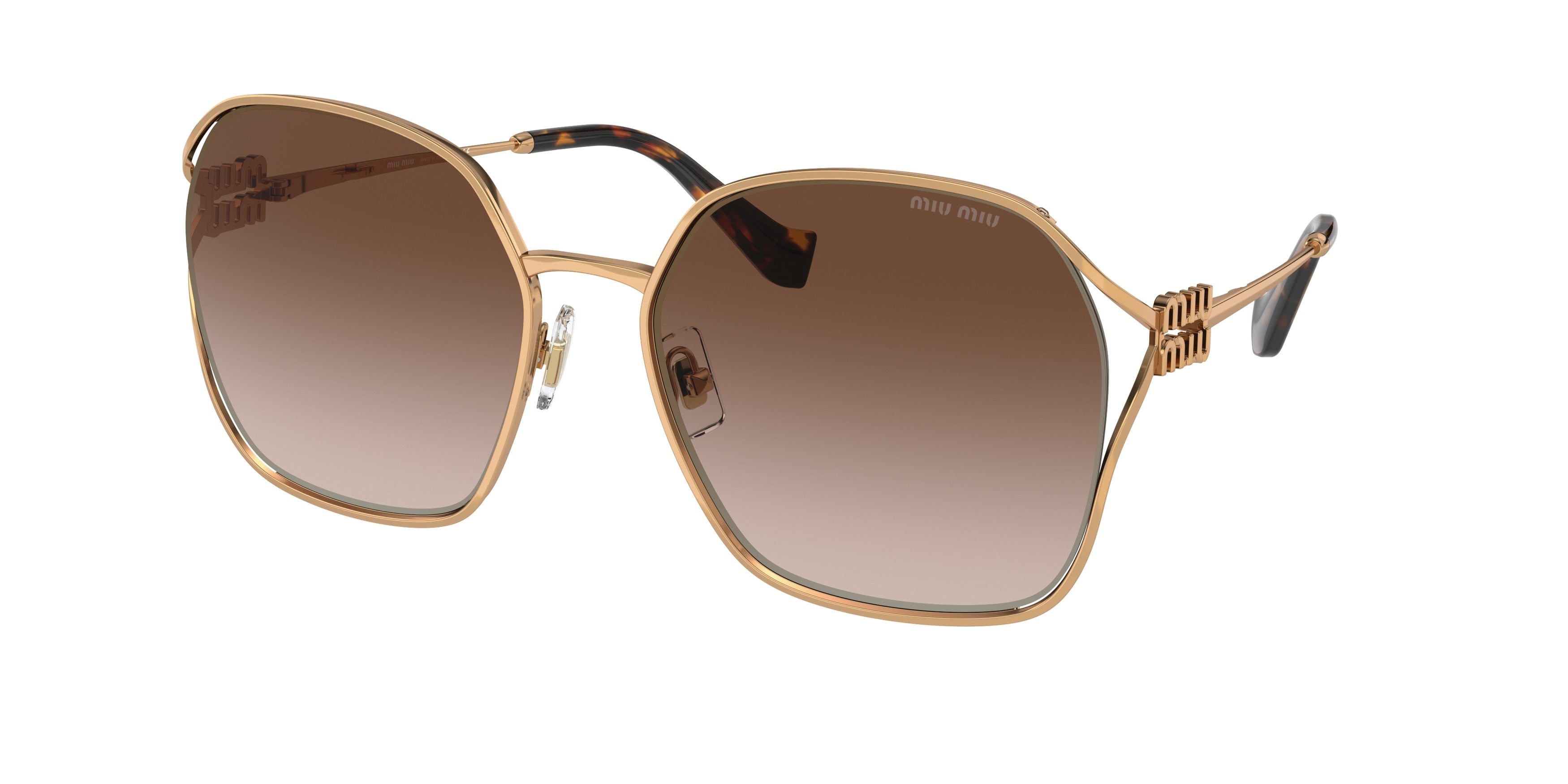 Miu Miu MU52WS Irregular Sunglasses  7OE6S1-Brass 60-125-19 - Color Map Brown
