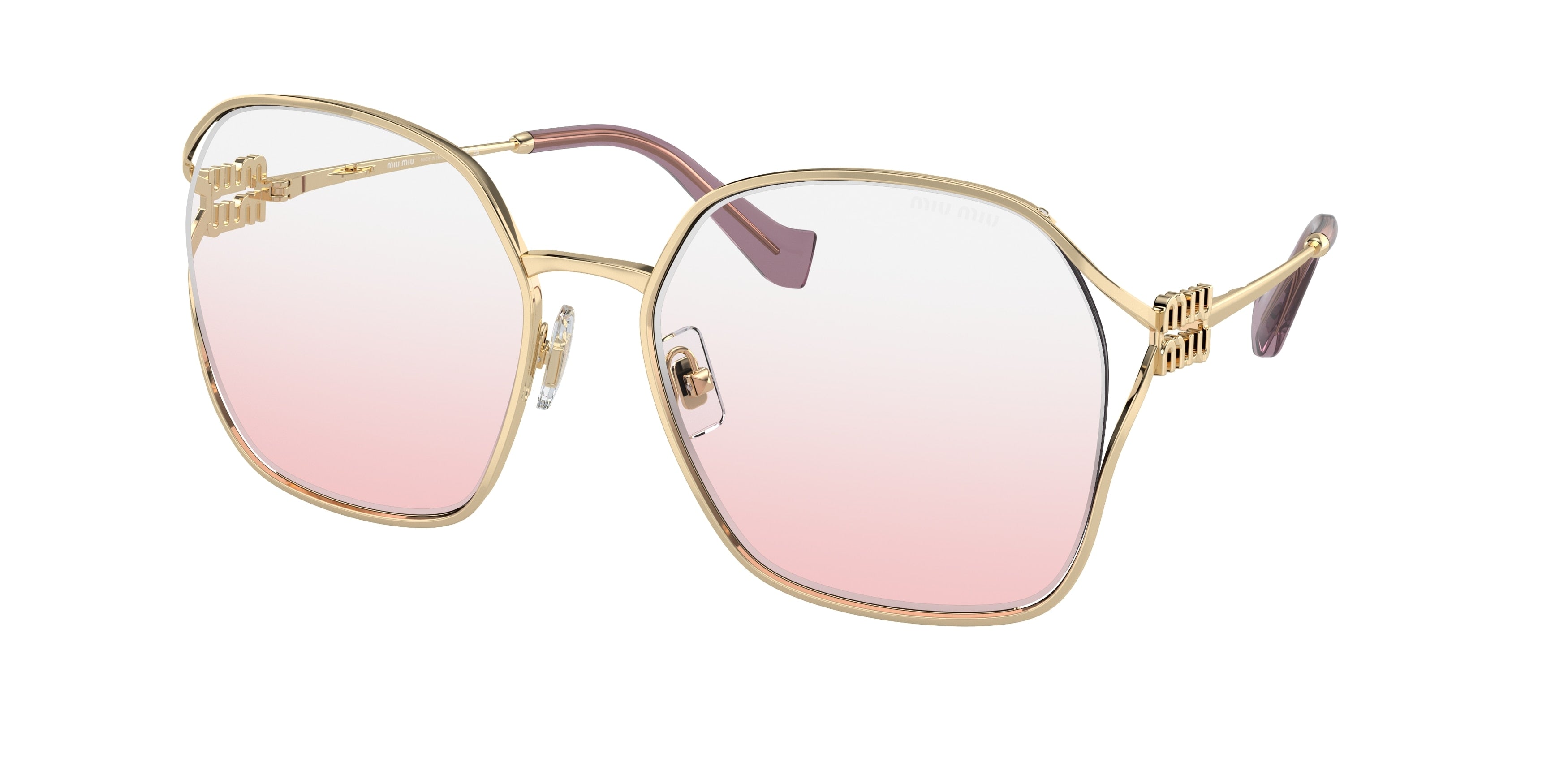Miu Miu MU52WS Irregular Sunglasses  ZVN04Z-Pale Gold 60-125-19 - Color Map Gold