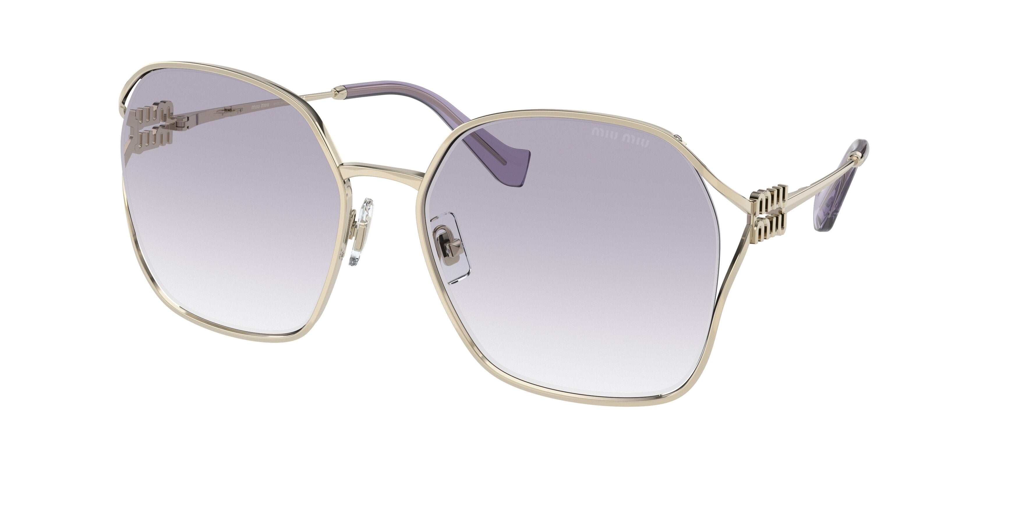 Miu Miu MU52WS Irregular Sunglasses  ZVN07S-Pale Gold 60-125-19 - Color Map Gold