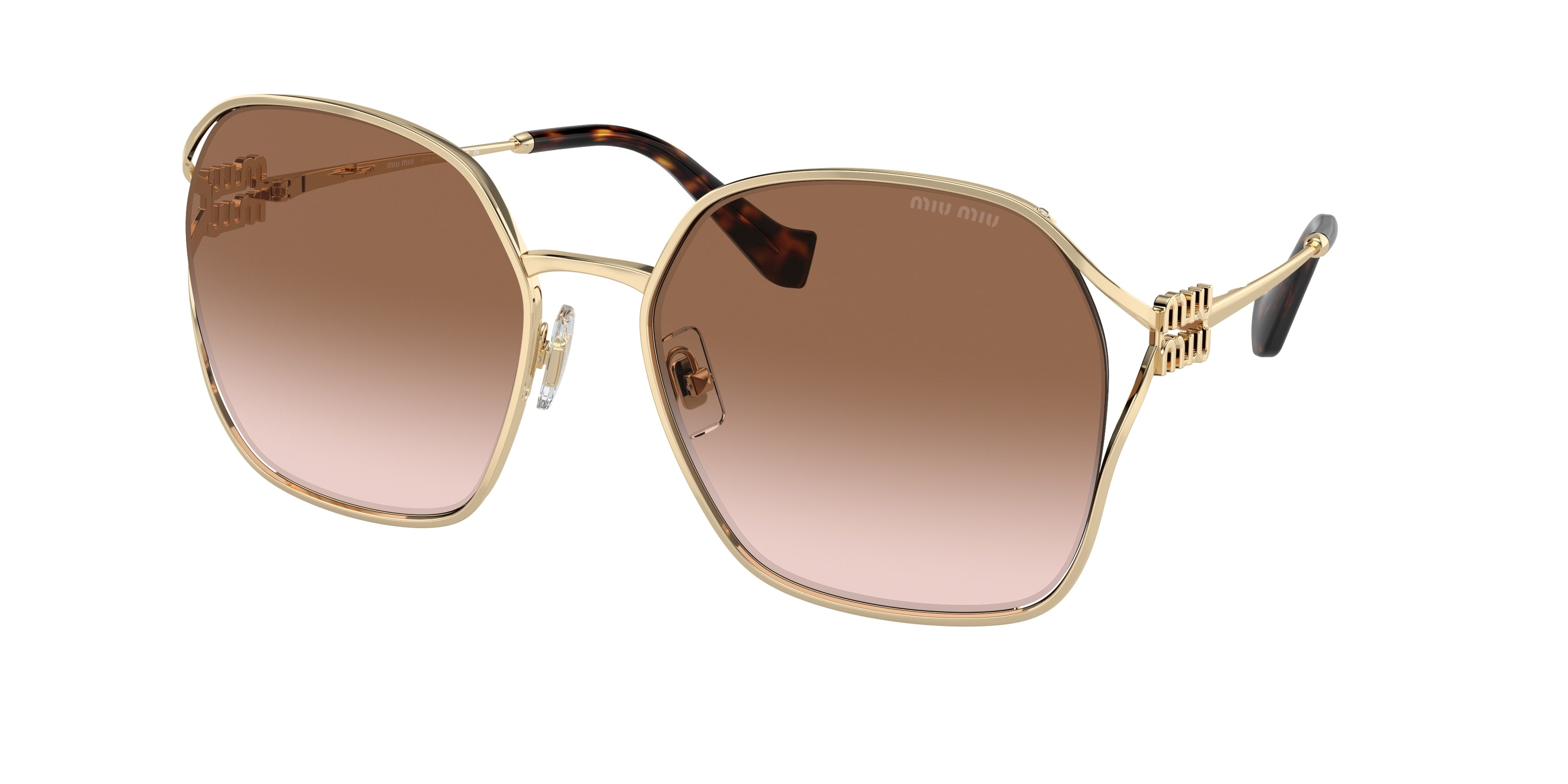 Miu Miu MU52WS Irregular Sunglasses  ZVN0A6-Pale Gold 60-125-19 - Color Map Gold