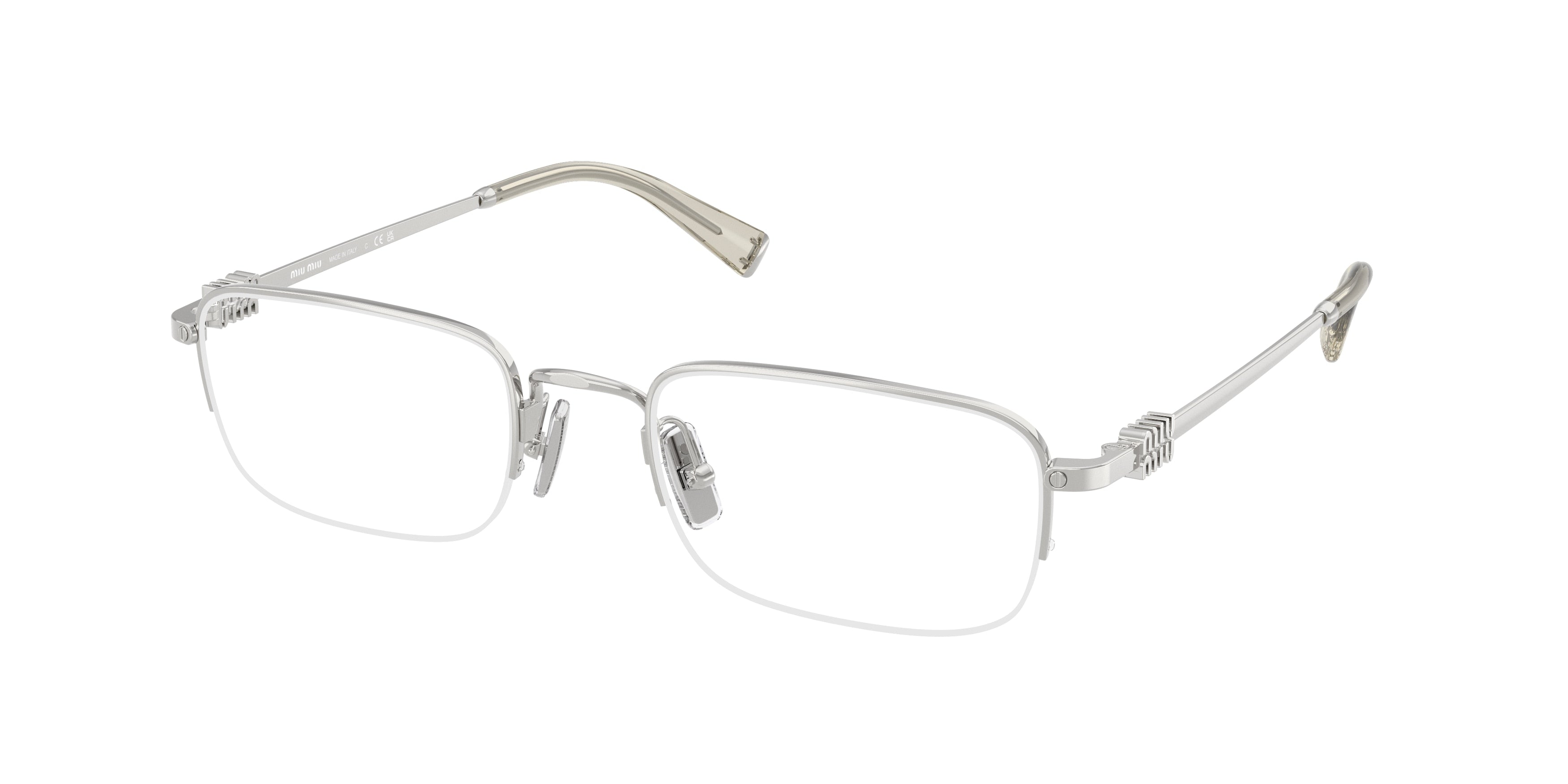 Miu Miu MU52WV Rectangle Eyeglasses  1BC1O1-Silver 53-140-21 - Color Map Silver