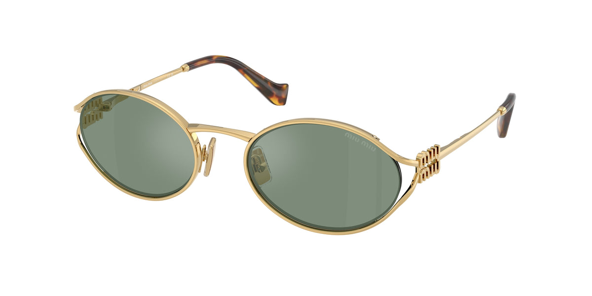 Miu Miu MU52YS Oval Sunglasses  5AK04M-Gold 54-125-21 - Color Map Gold