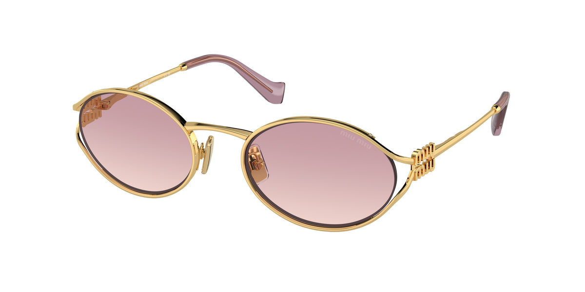Miu Miu MU52YS Oval Sunglasses  5AK06S-Gold 54-125-21 - Color Map Gold