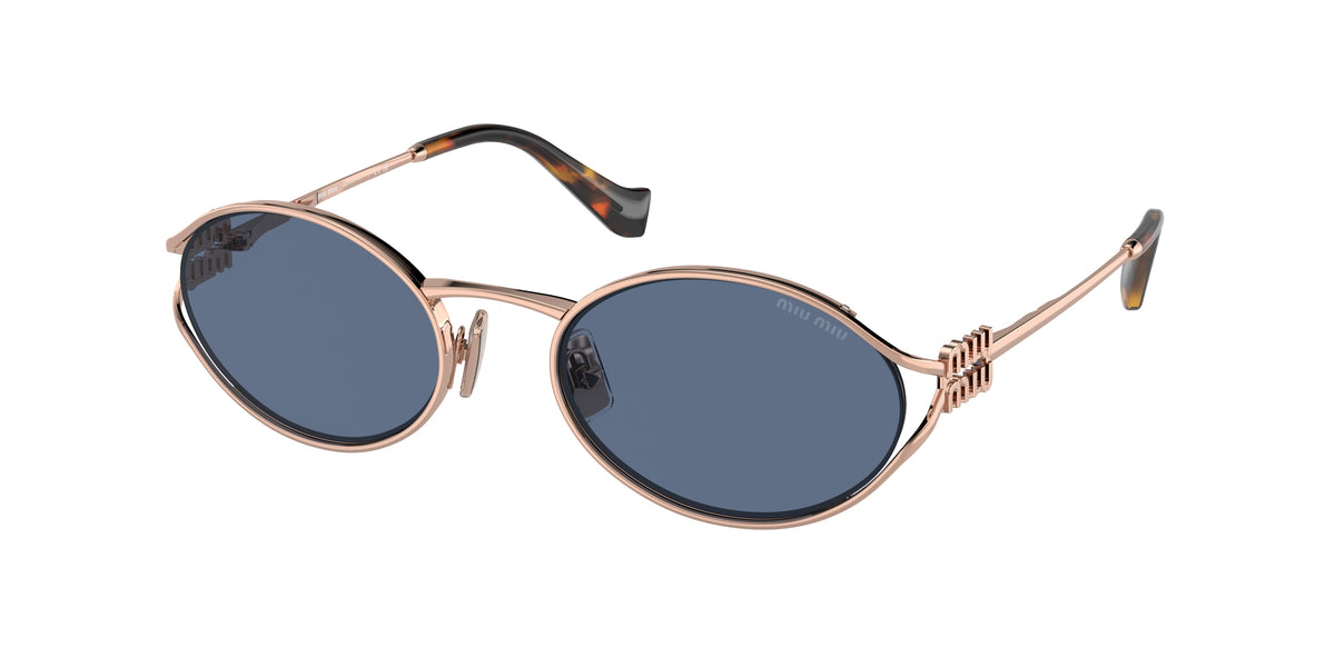 Miu Miu MU52YS Oval Sunglasses  ZVF1V1-Pink Gold 54-125-21 - Color Map Pink