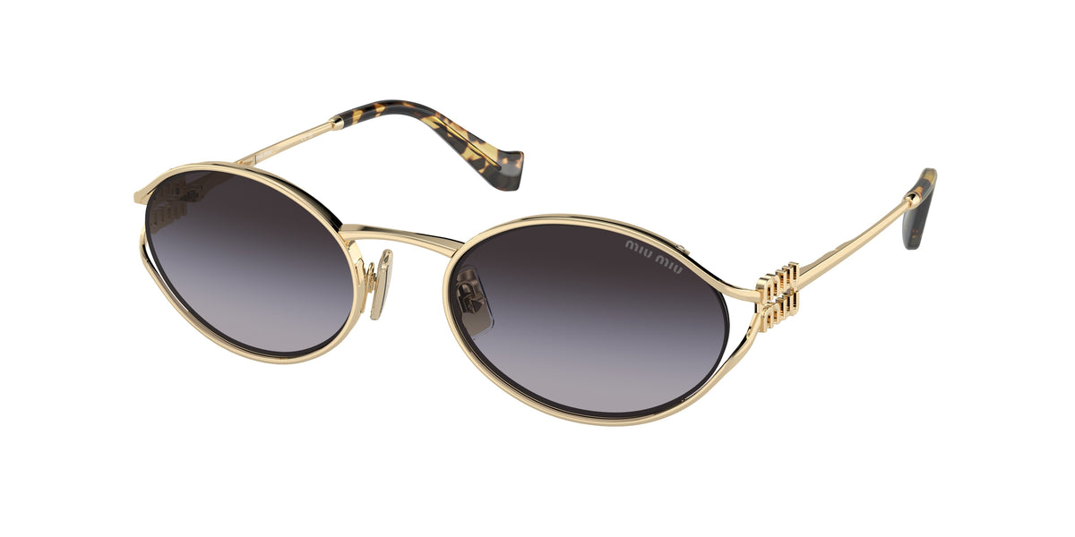 Miu Miu MU52YS Oval Sunglasses  ZVN5D1-Pale Gold 54-125-21 - Color Map Gold