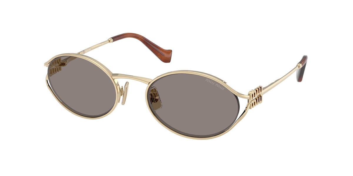 Miu Miu MU52YS Oval Sunglasses  ZVN80Q-Pale Gold 54-125-21 - Color Map Gold
