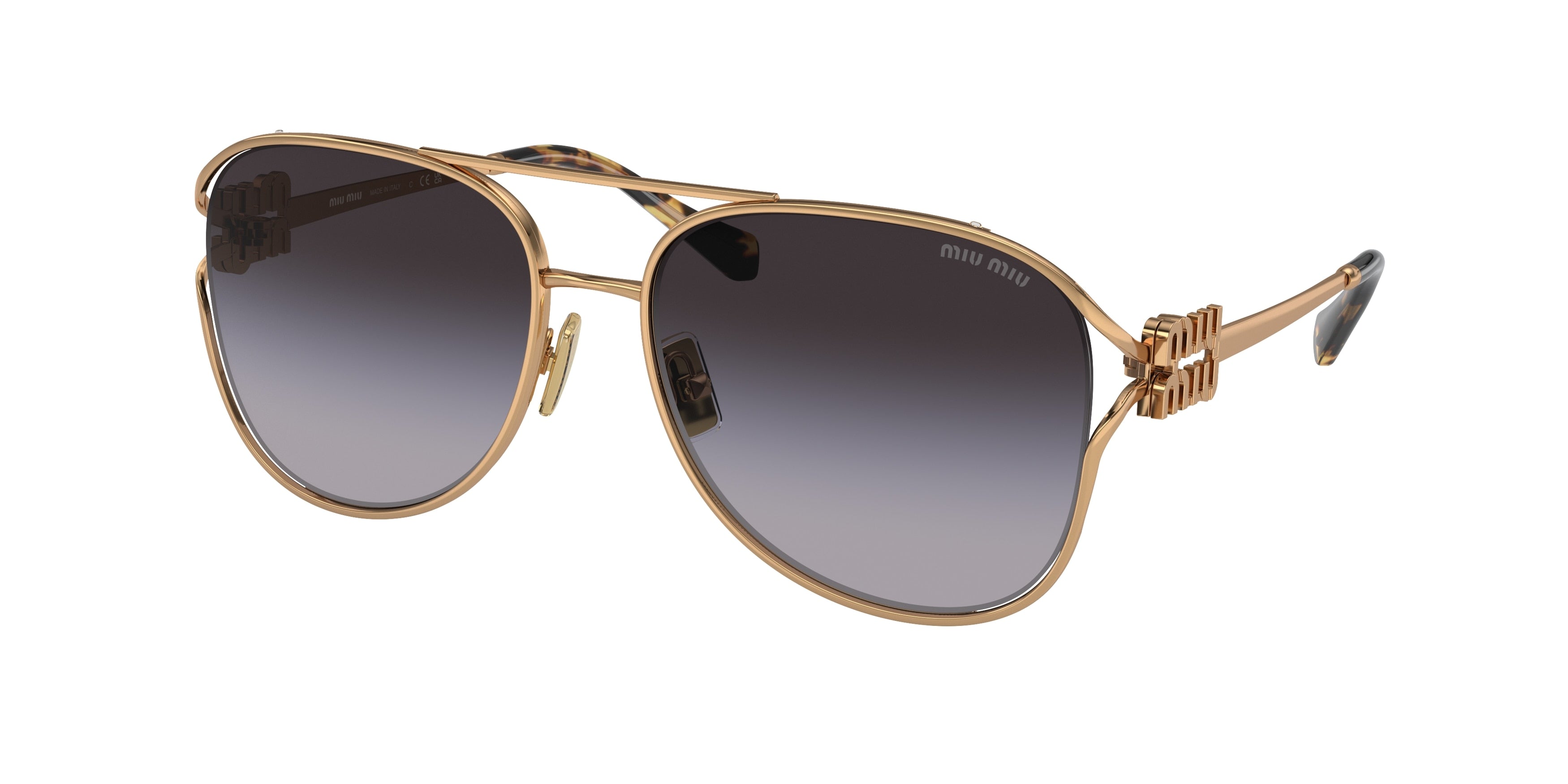 Miu Miu MU52ZS Pilot Sunglasses  7OE5D1-Antique Gold 58-130-17 - Color Map Gold