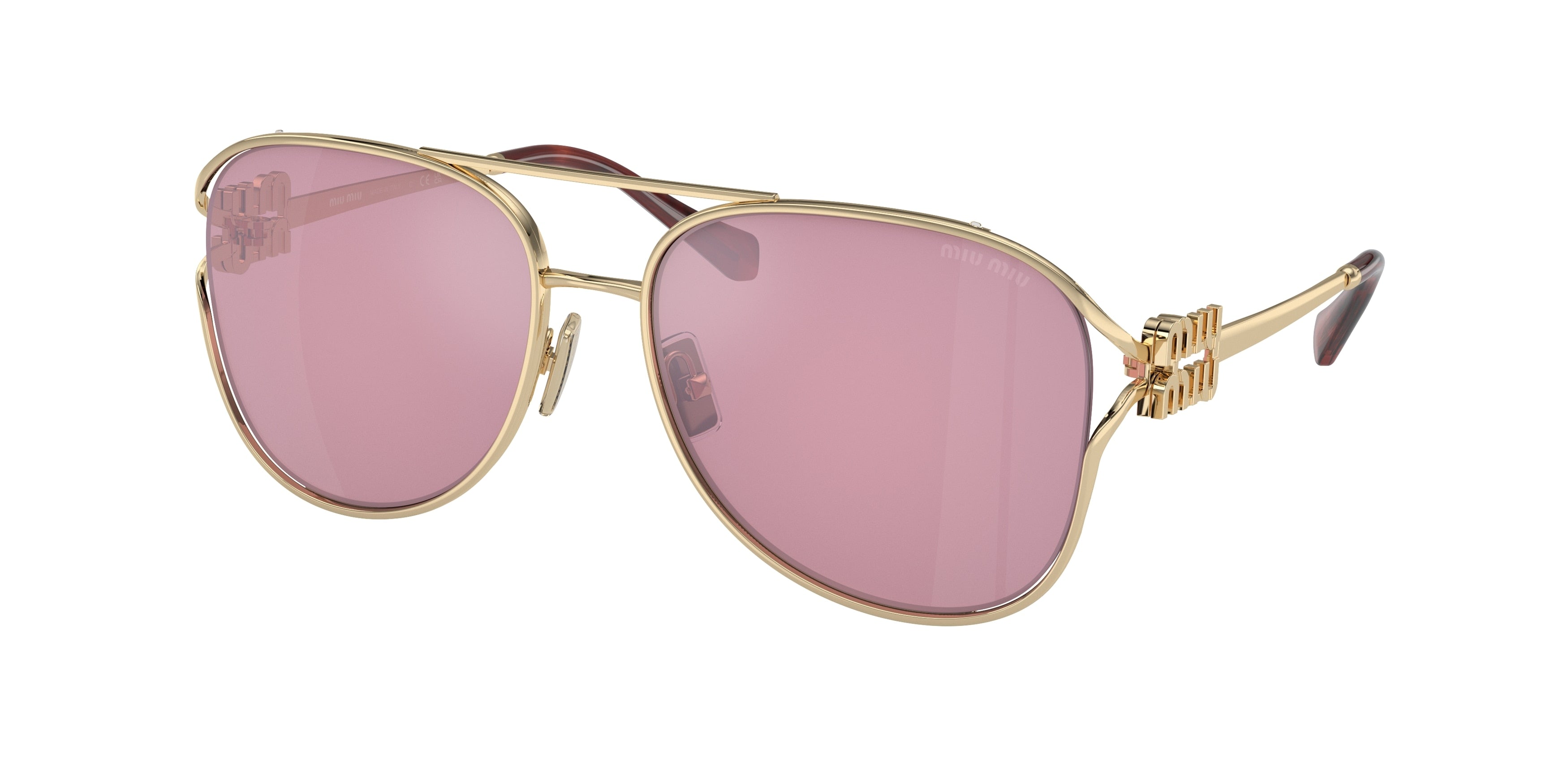 Miu Miu MU52ZS Pilot Sunglasses  ZVN50D-Pale Gold 58-130-17 - Color Map Gold