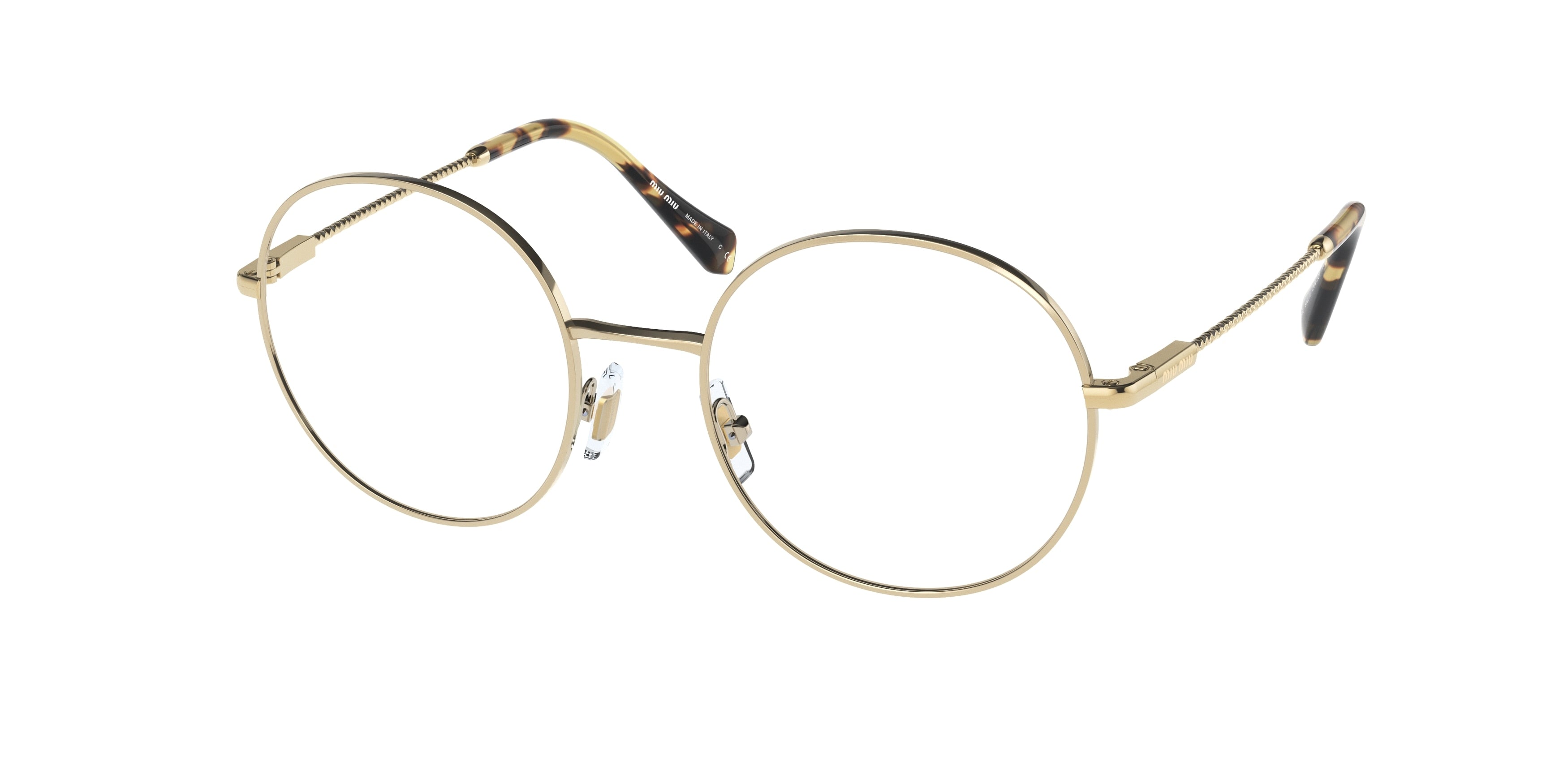 Miu Miu MU53TV Round Eyeglasses  ZVN1O1-Pale Gold 51-140-19 - Color Map Gold