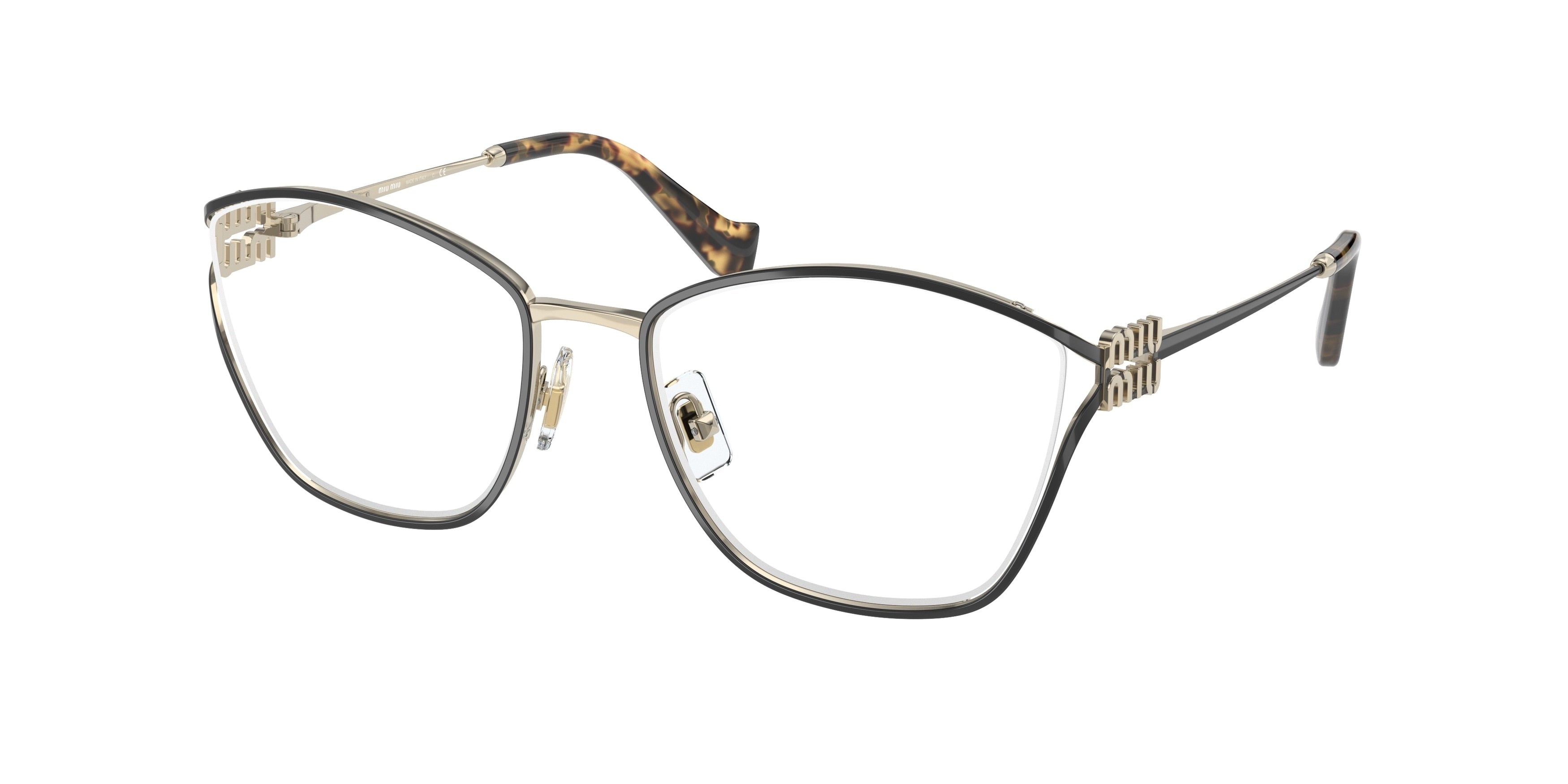 Miu Miu MU53UV Irregular Eyeglasses  AAV1O1-Black 55-125-19 - Color Map Black