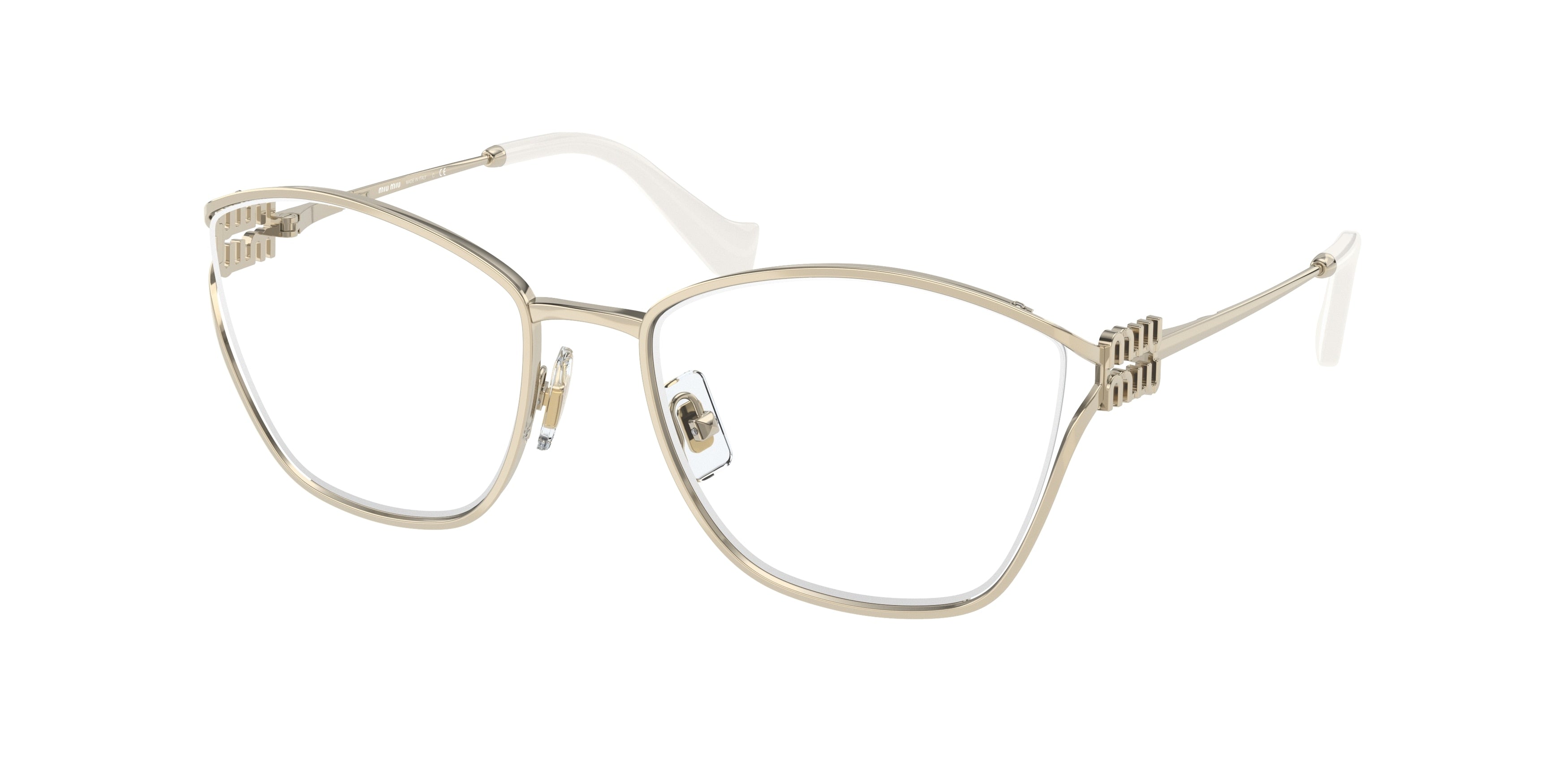 Miu Miu MU53UV Irregular Eyeglasses  ZVN1O1-Pale Gold 55-125-19 - Color Map Gold