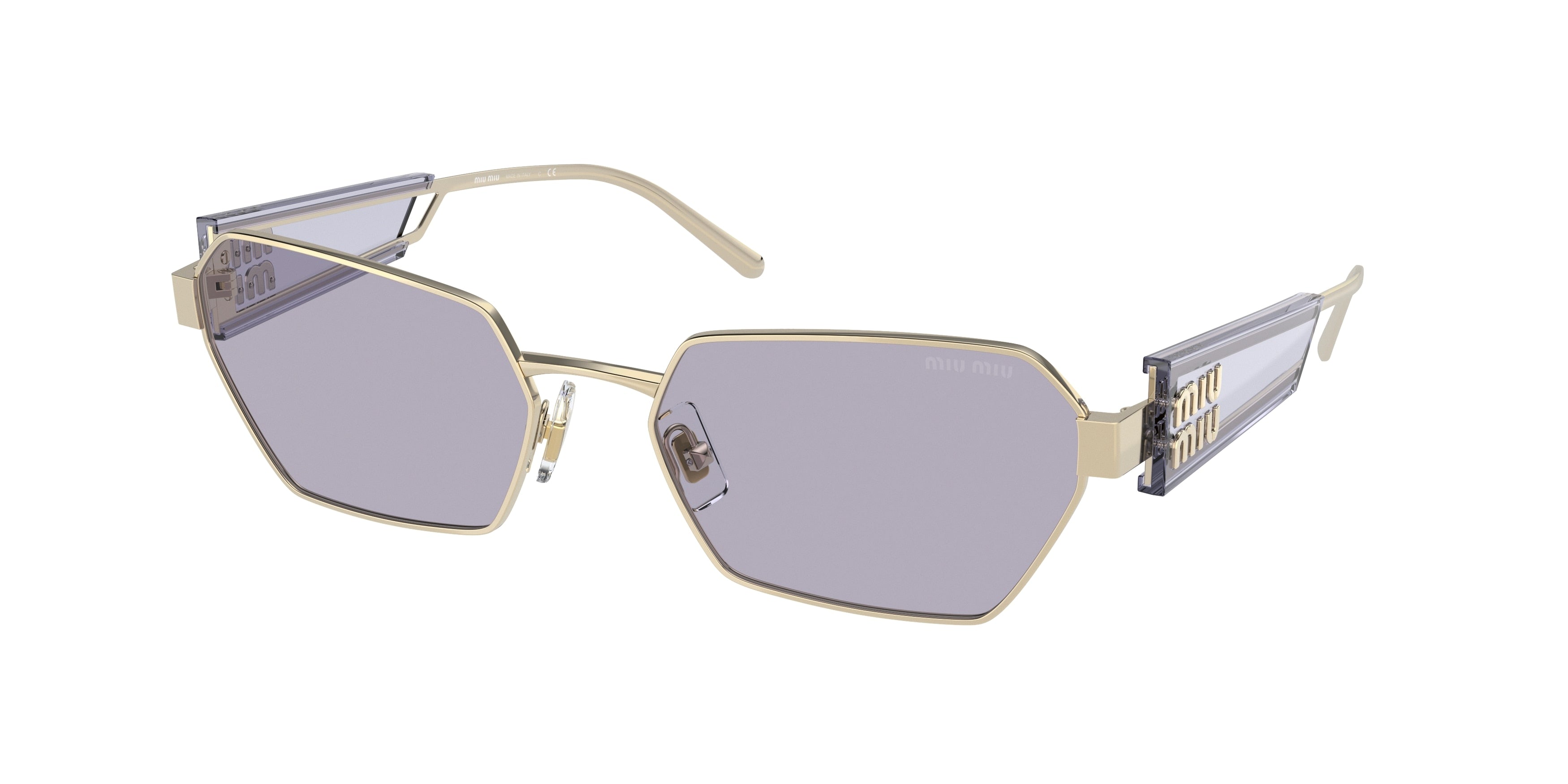 Miu Miu MU53WS Irregular Sunglasses  ZVN05S-Pale Gold 58-135-18 - Color Map Gold