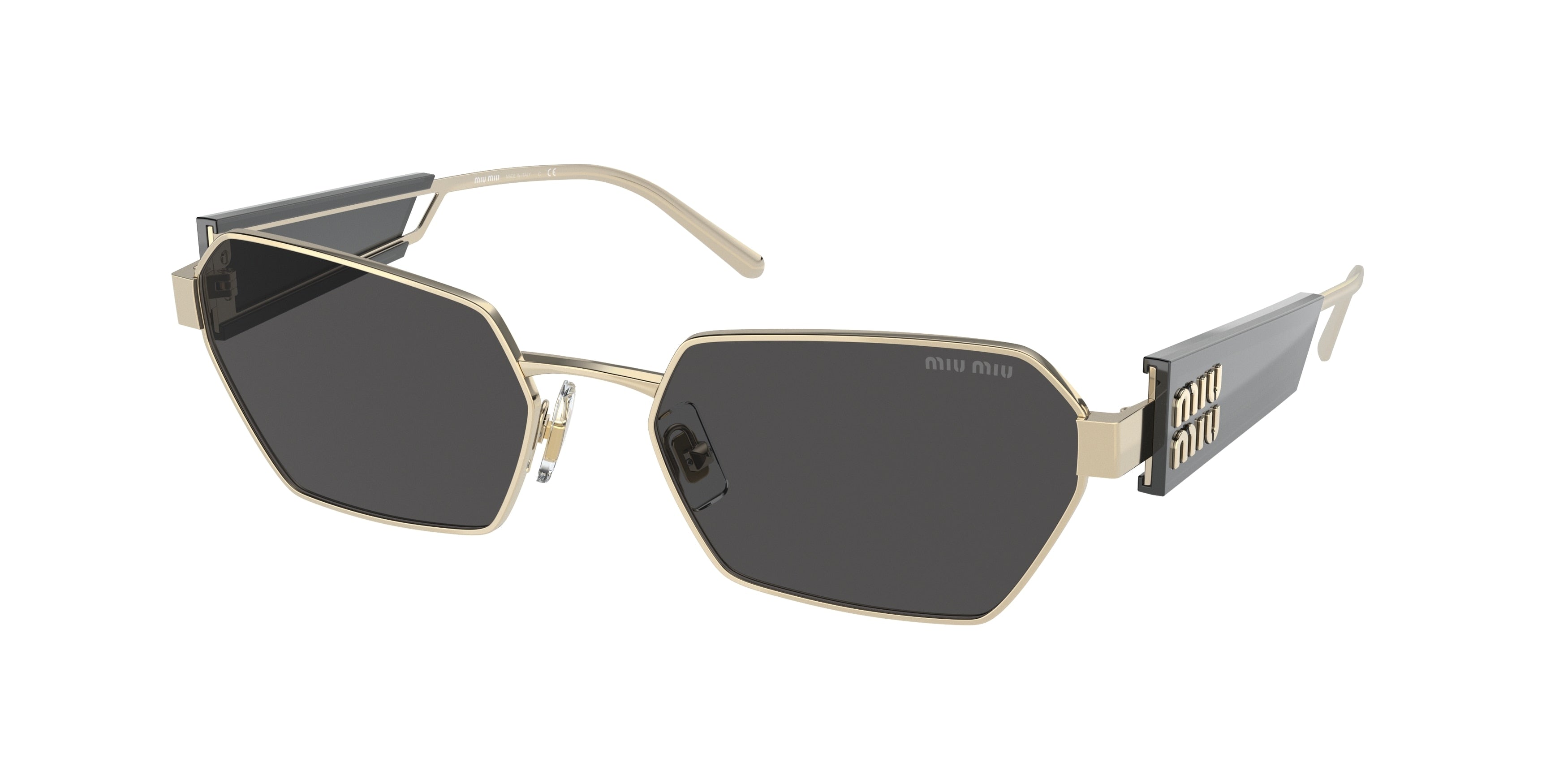 Miu Miu MU53WS Irregular Sunglasses  ZVN5S0-Pale Gold 58-135-18 - Color Map Gold