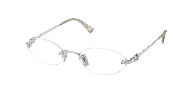 Miu Miu MU53WV Oval Eyeglasses  1BC1O1-Silver 53-140-20 - Color Map Silver