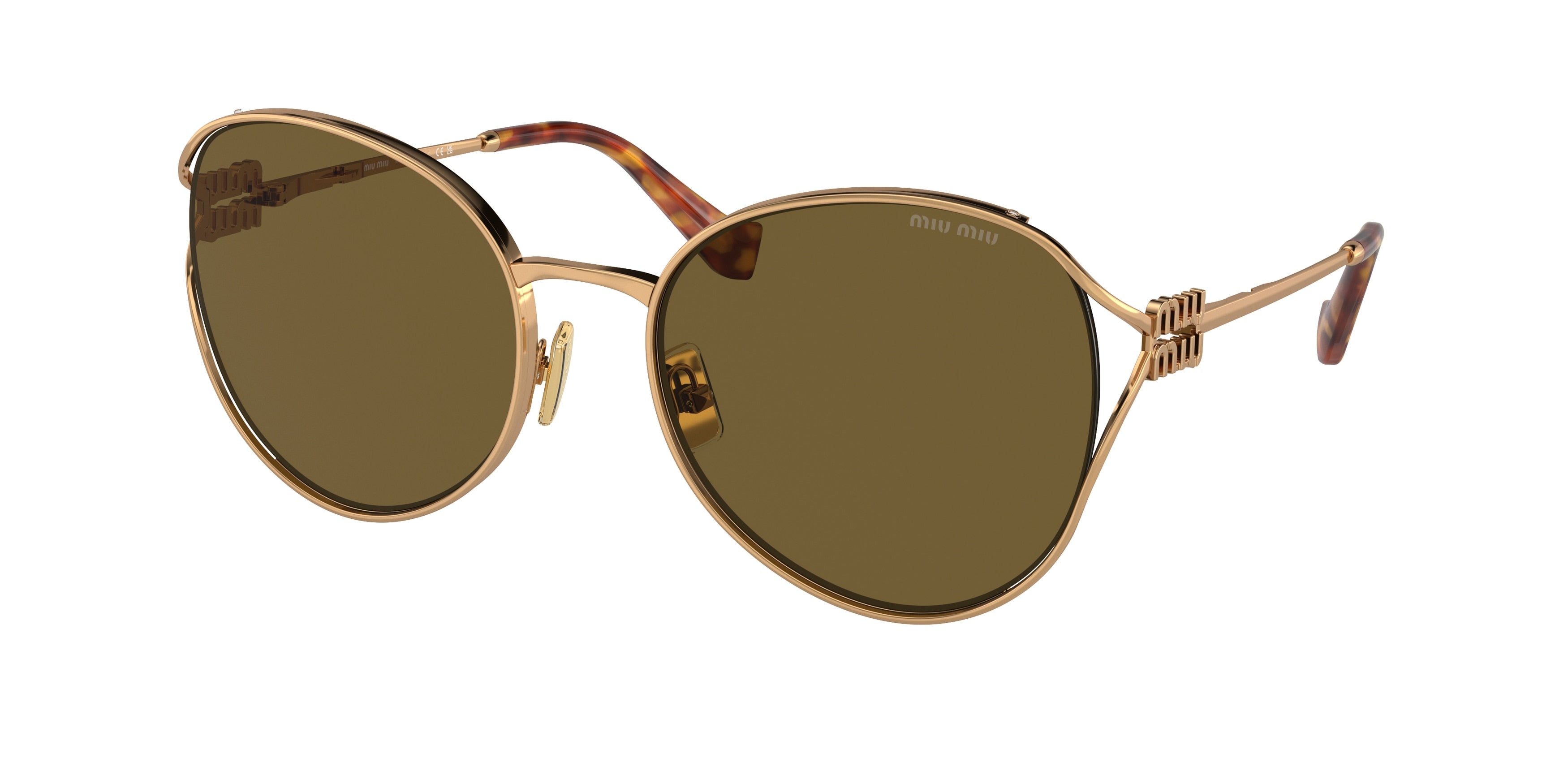 Miu Miu MU53YS Phantos Sunglasses  7OE01T-Gold Brass 58-125-20 - Color Map Gold