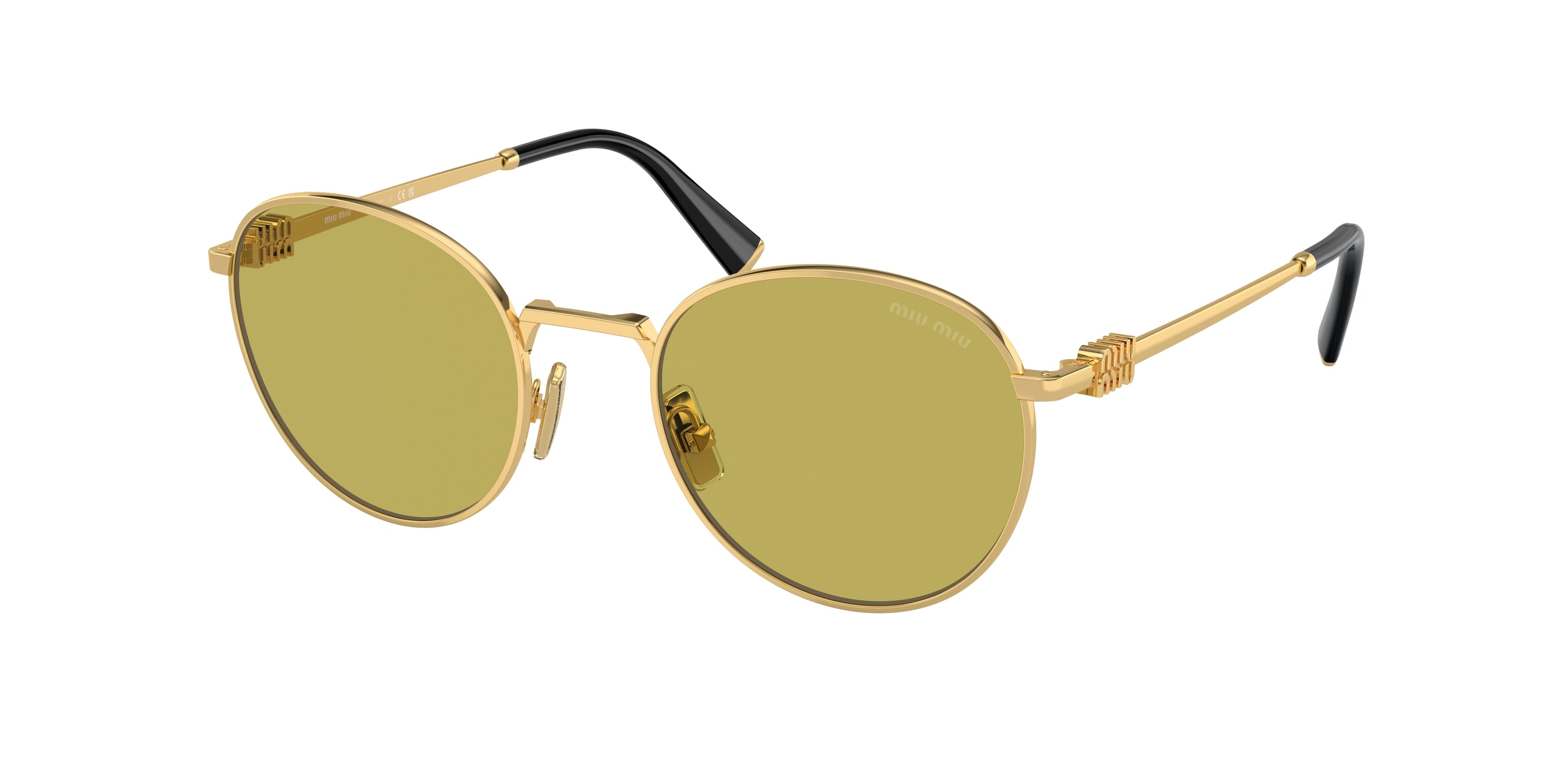 Miu Miu MU55ZS Round Sunglasses  5AK07O-Gold 50-140-20 - Color Map Gold