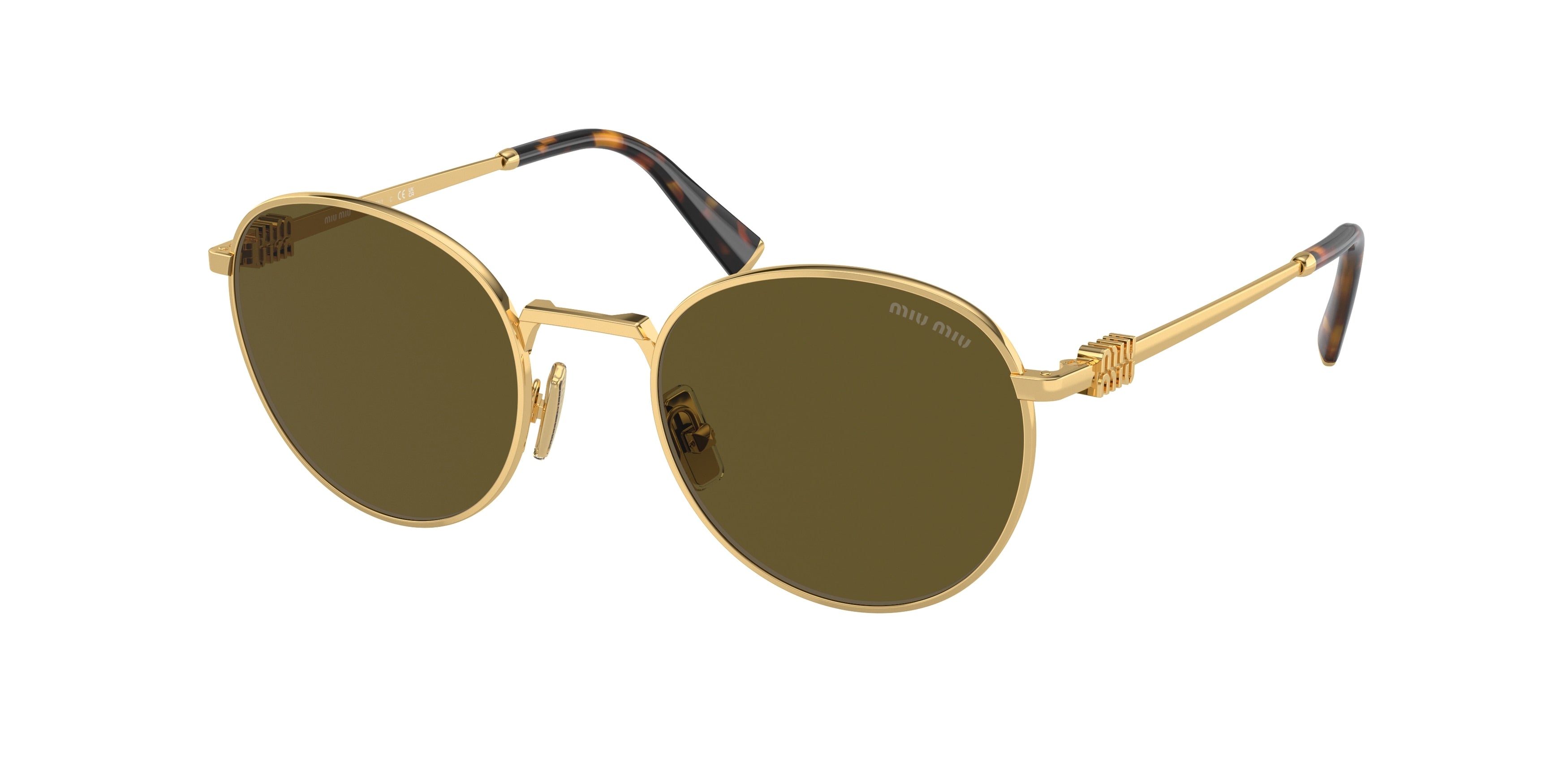 Miu Miu MU55ZS Round Sunglasses  5AK09Z-Gold 50-140-20 - Color Map Gold