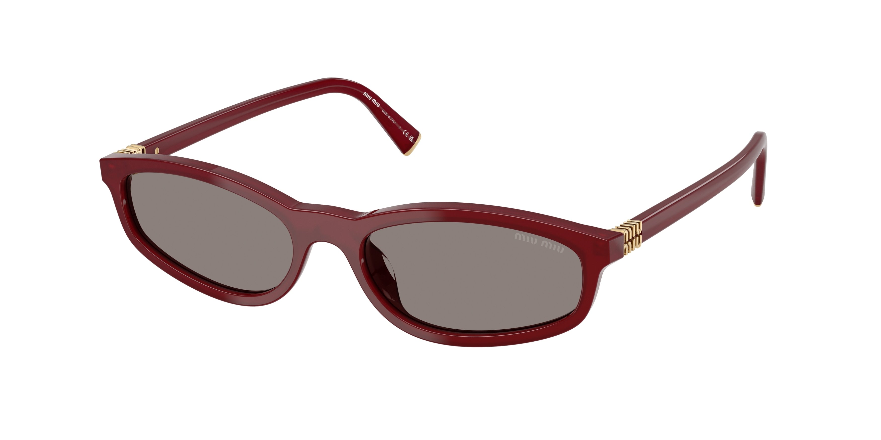 Miu Miu MUA06SF Irregular Sunglasses  21I80Q-Opaline Bordeaux 55-140-17 - Color Map Red