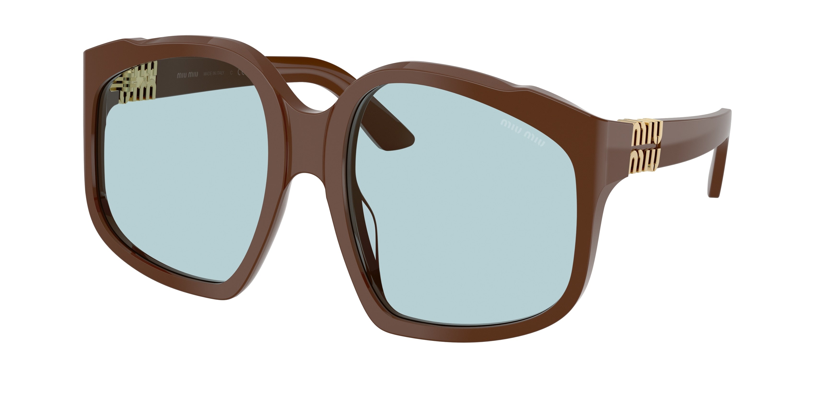 Miu Miu MUA07S Irregular Sunglasses  24D20R-Chocolate 59-140-19 - Color Map Brown