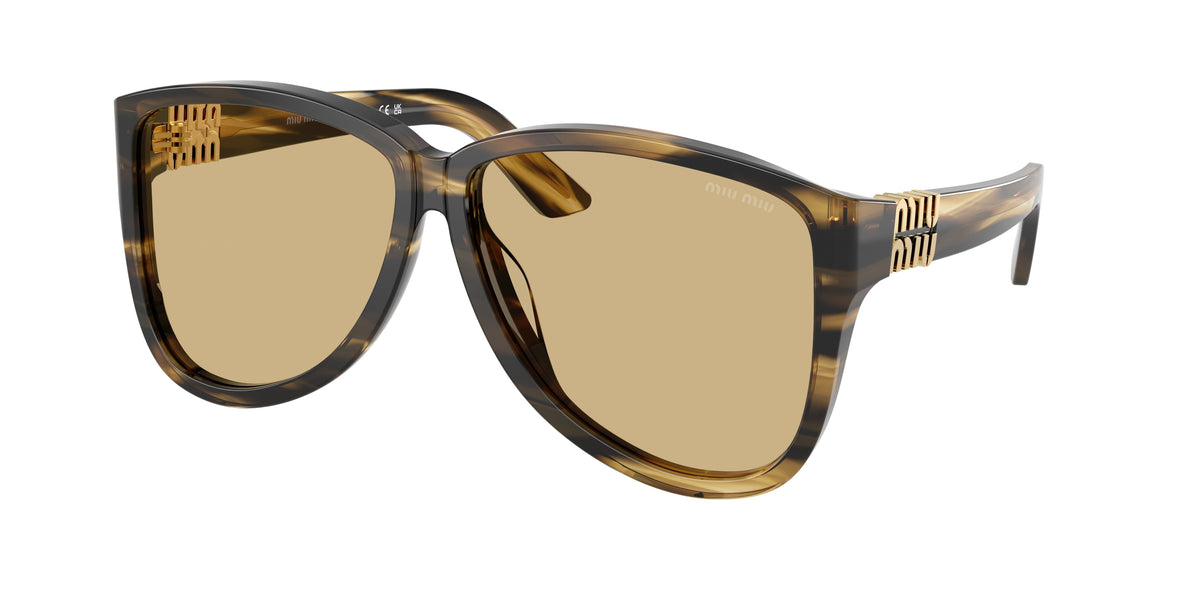 Miu Miu MUA08S Pilot Sunglasses  25E1OR-Striped Loden 61-140-12 - Color Map Green