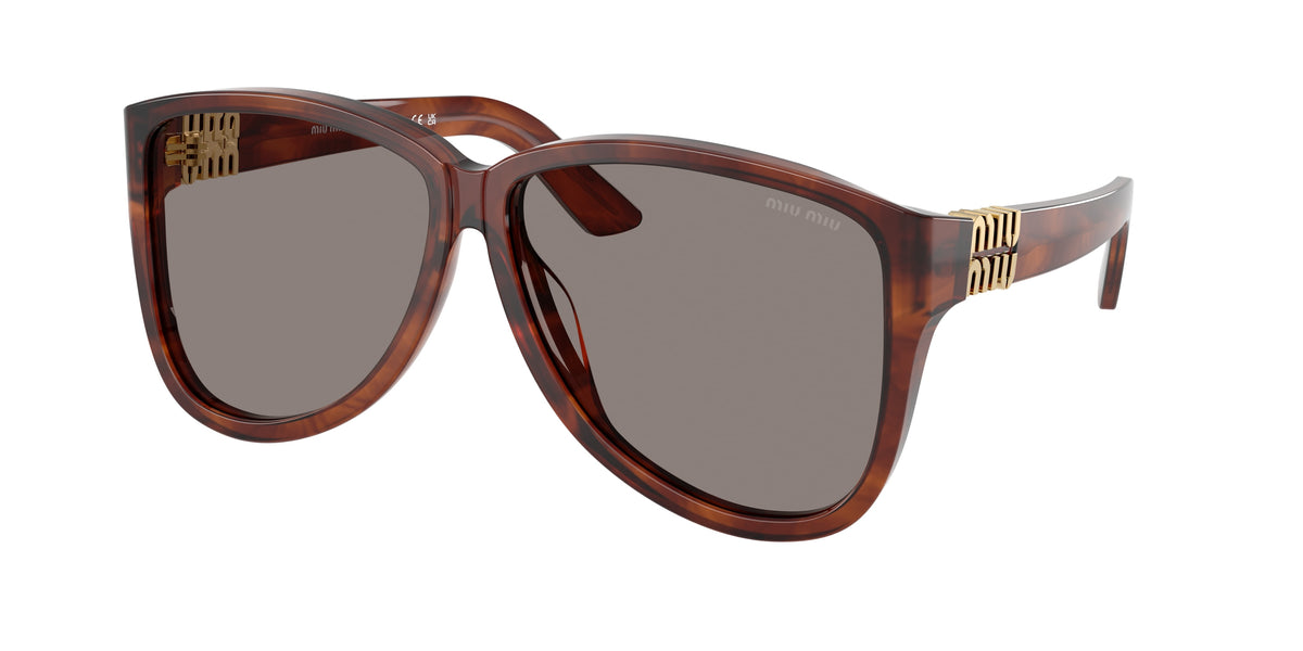 Miu Miu MUA08S Pilot Sunglasses  26E80Q-Striped Tobacco 61-140-12 - Color Map Brown