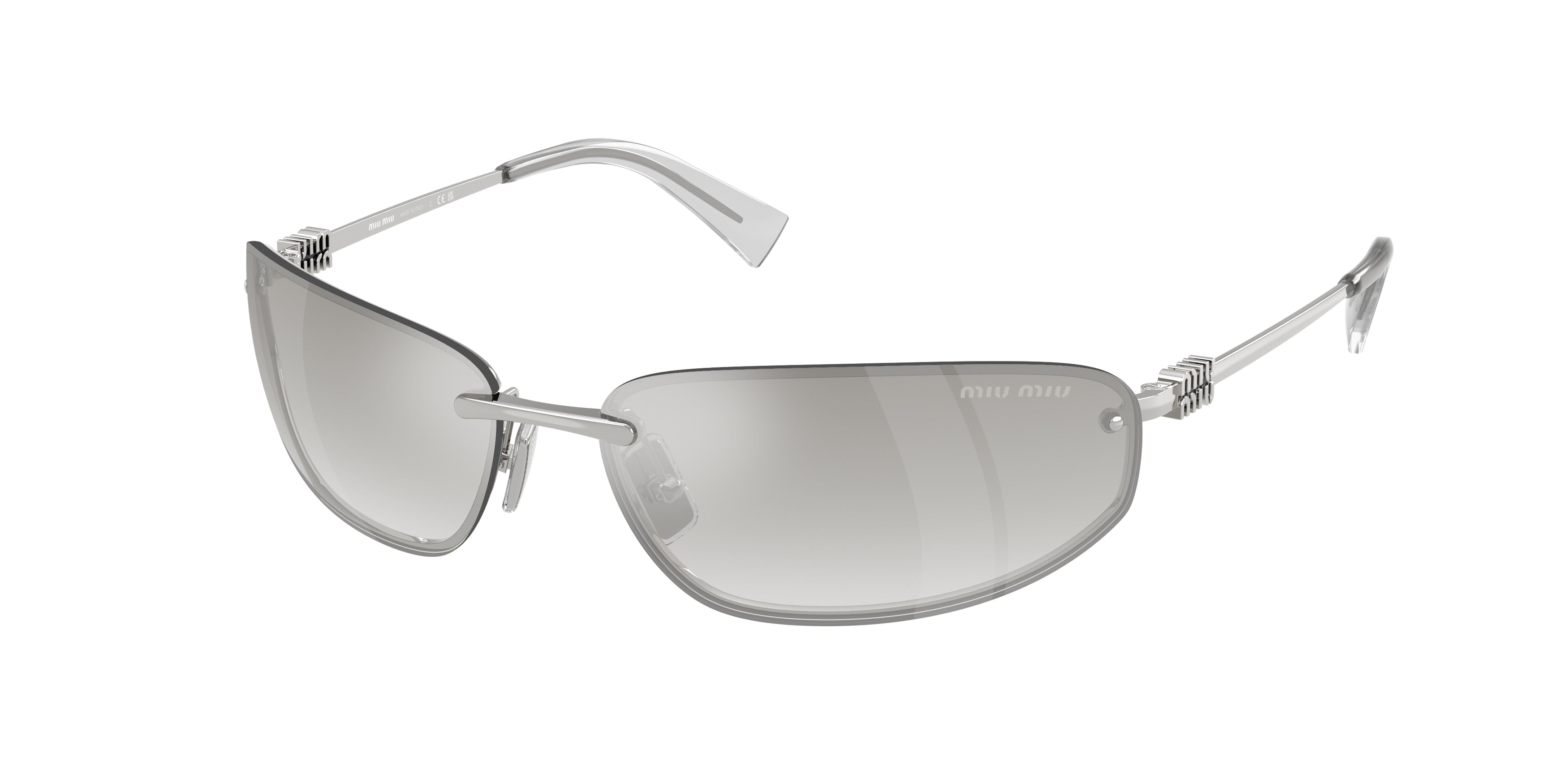 Miu Miu MUA50S Oval Sunglasses  1BC8H1-Silver 68-130-15 - Color Map Silver