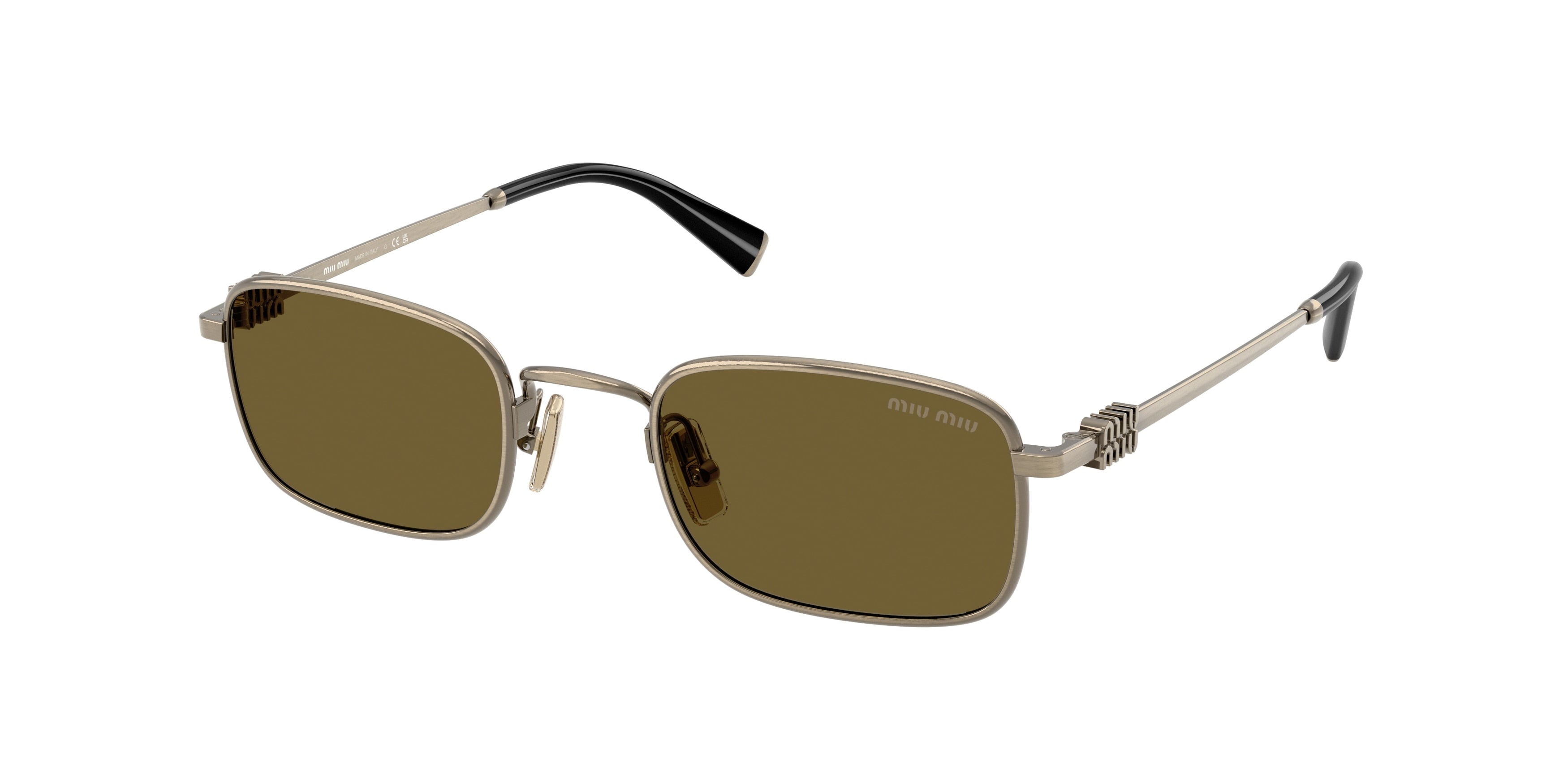 Miu Miu MUA53S Rectangle Sunglasses  26C09Z-Old Gold 52-140-22 - Color Map Gold