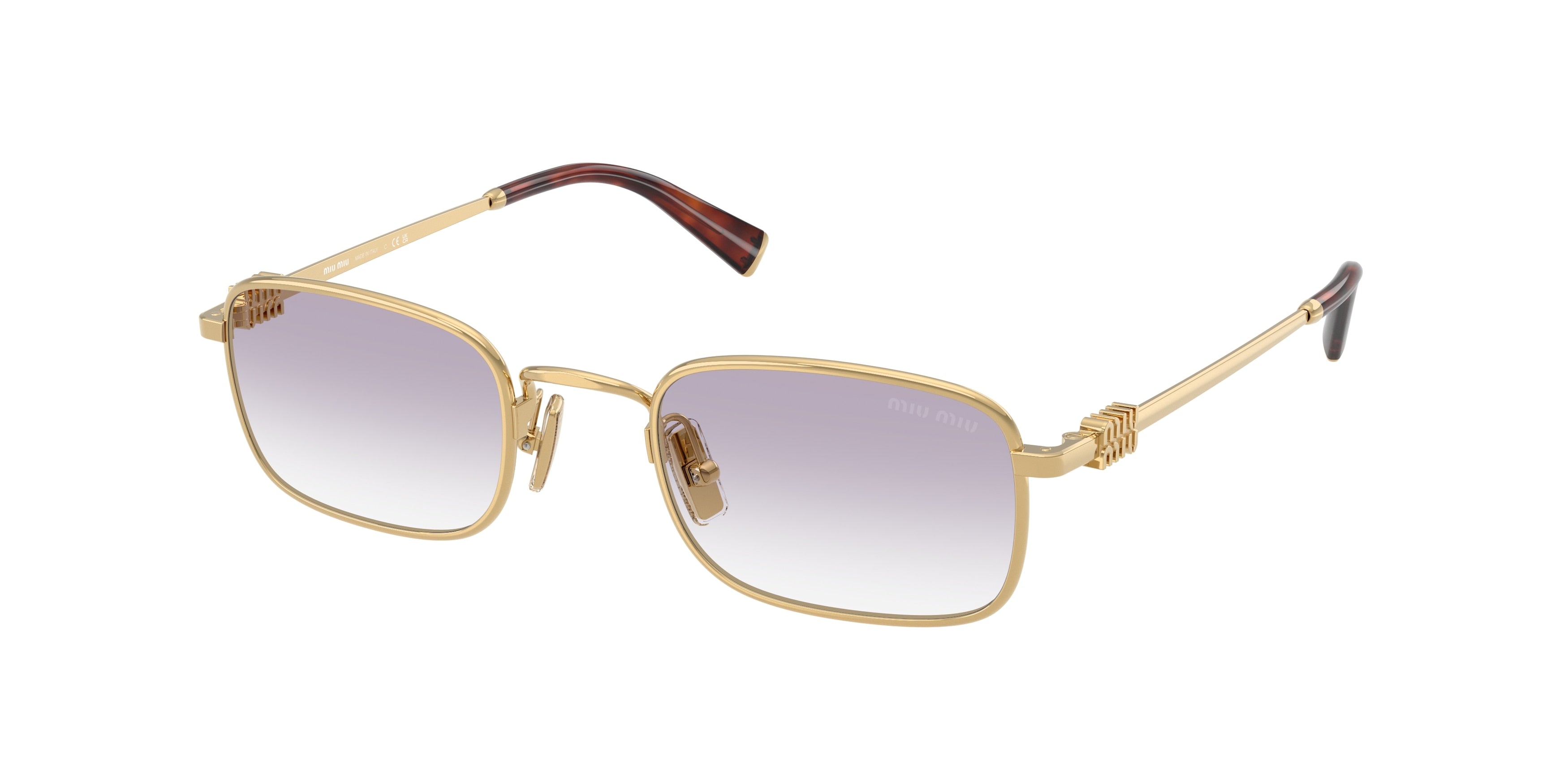 Miu Miu MUA53S Rectangle Sunglasses  5AK04O-Gold 52-140-22 - Color Map Gold