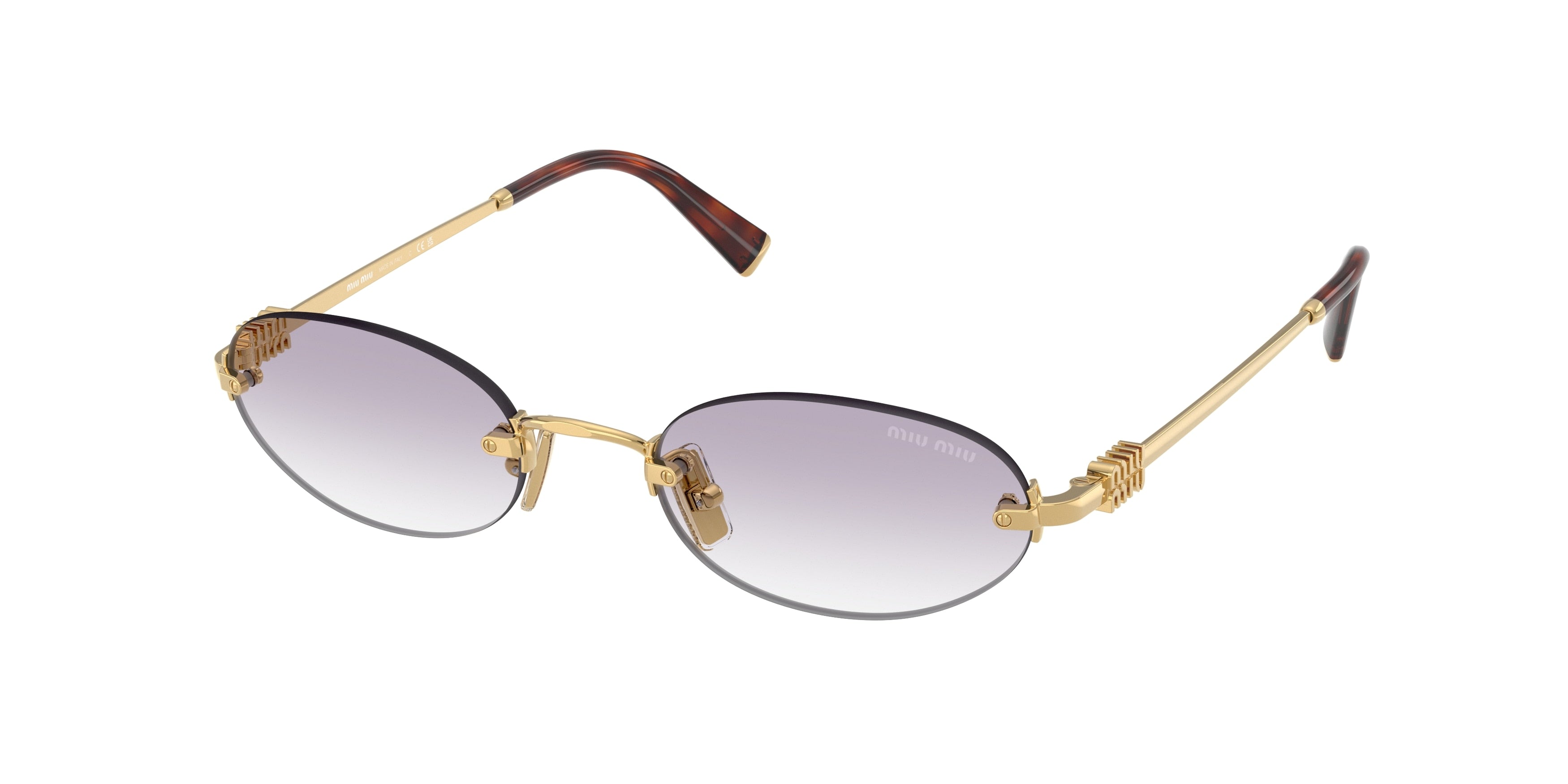 Miu Miu MUA54S Oval Sunglasses  5AK04O-Gold 51-140-20 - Color Map Gold